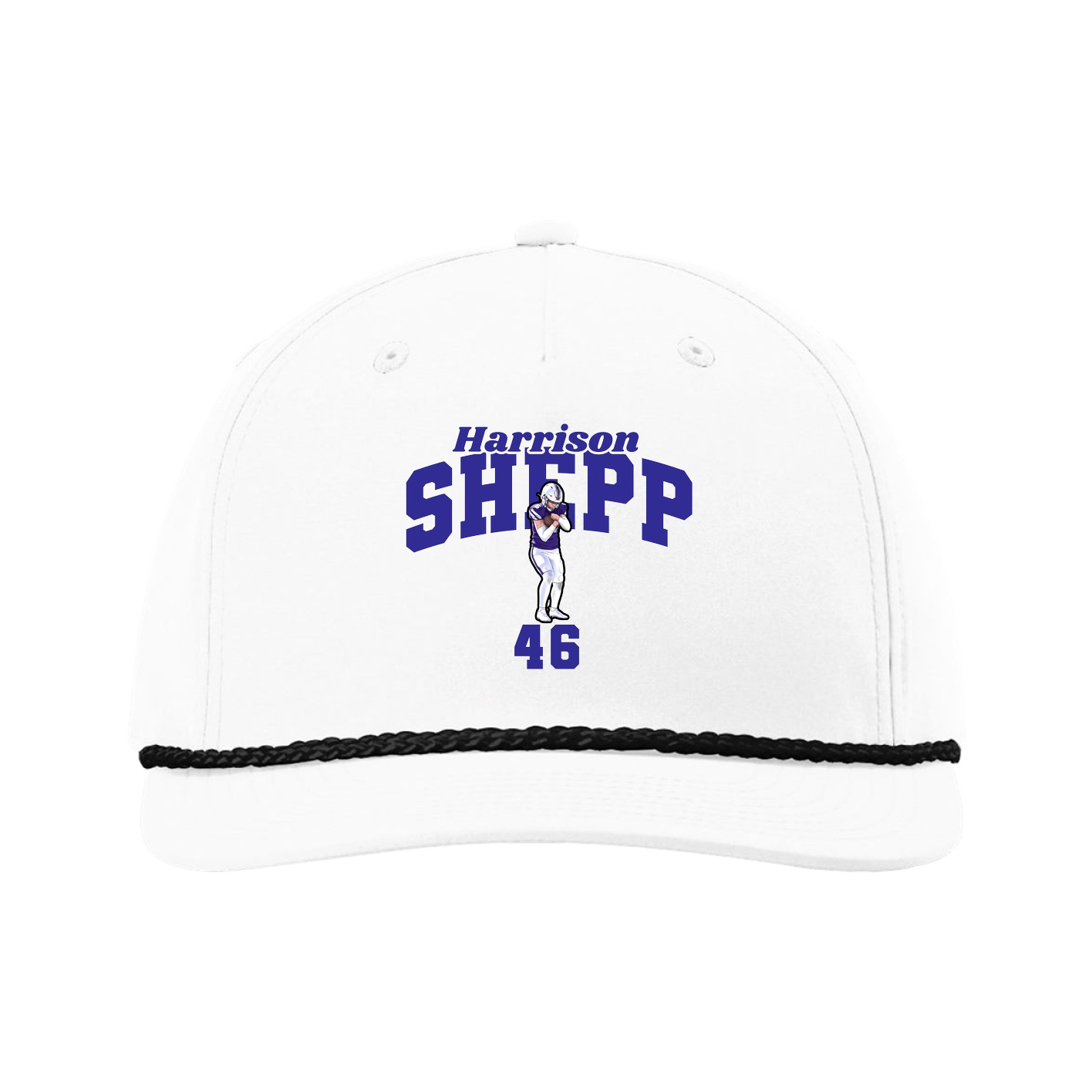 Five-Panel Classic Rope Cap — Signature Arch in White