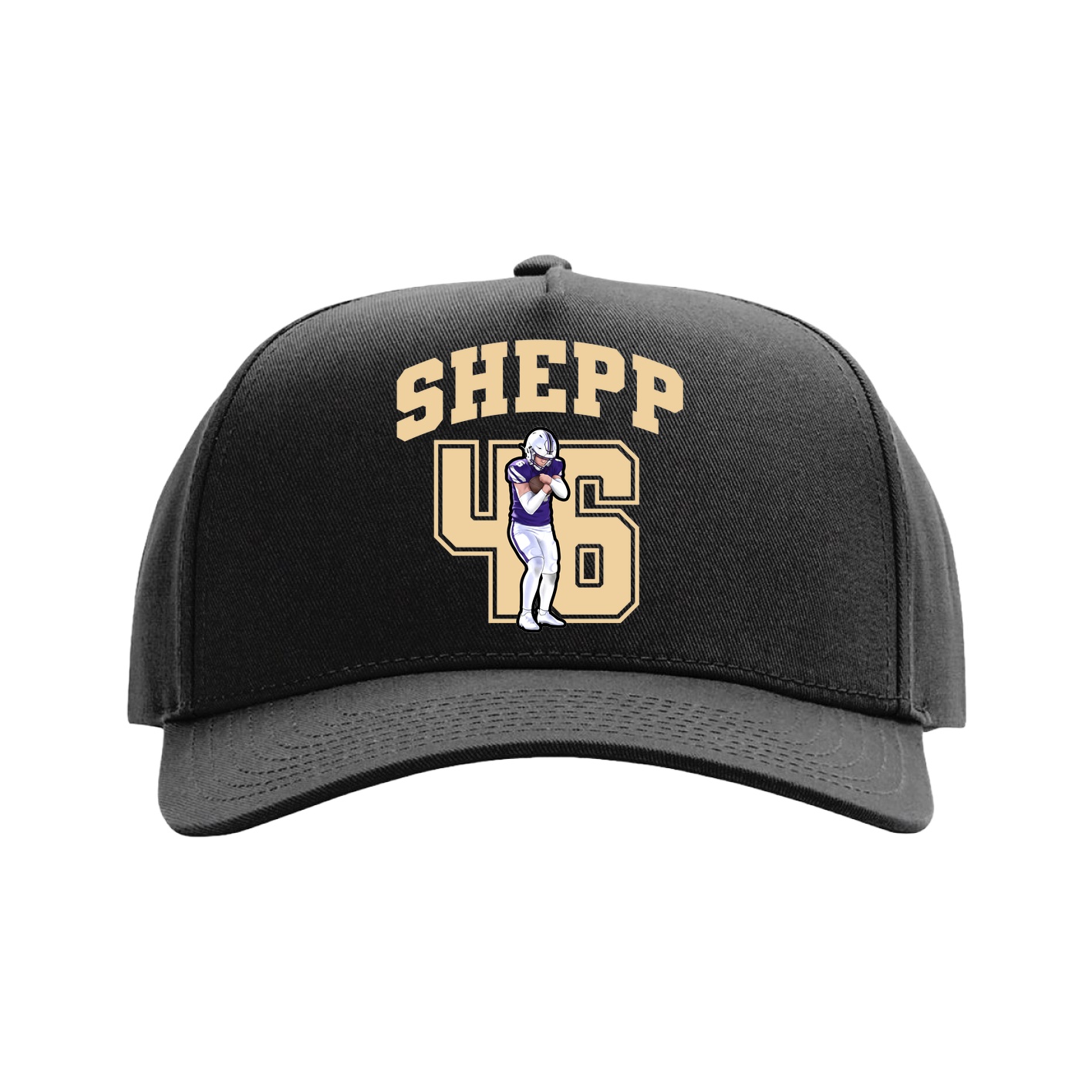 Full Fabric Five-Panel Champ Cap — Number in Black