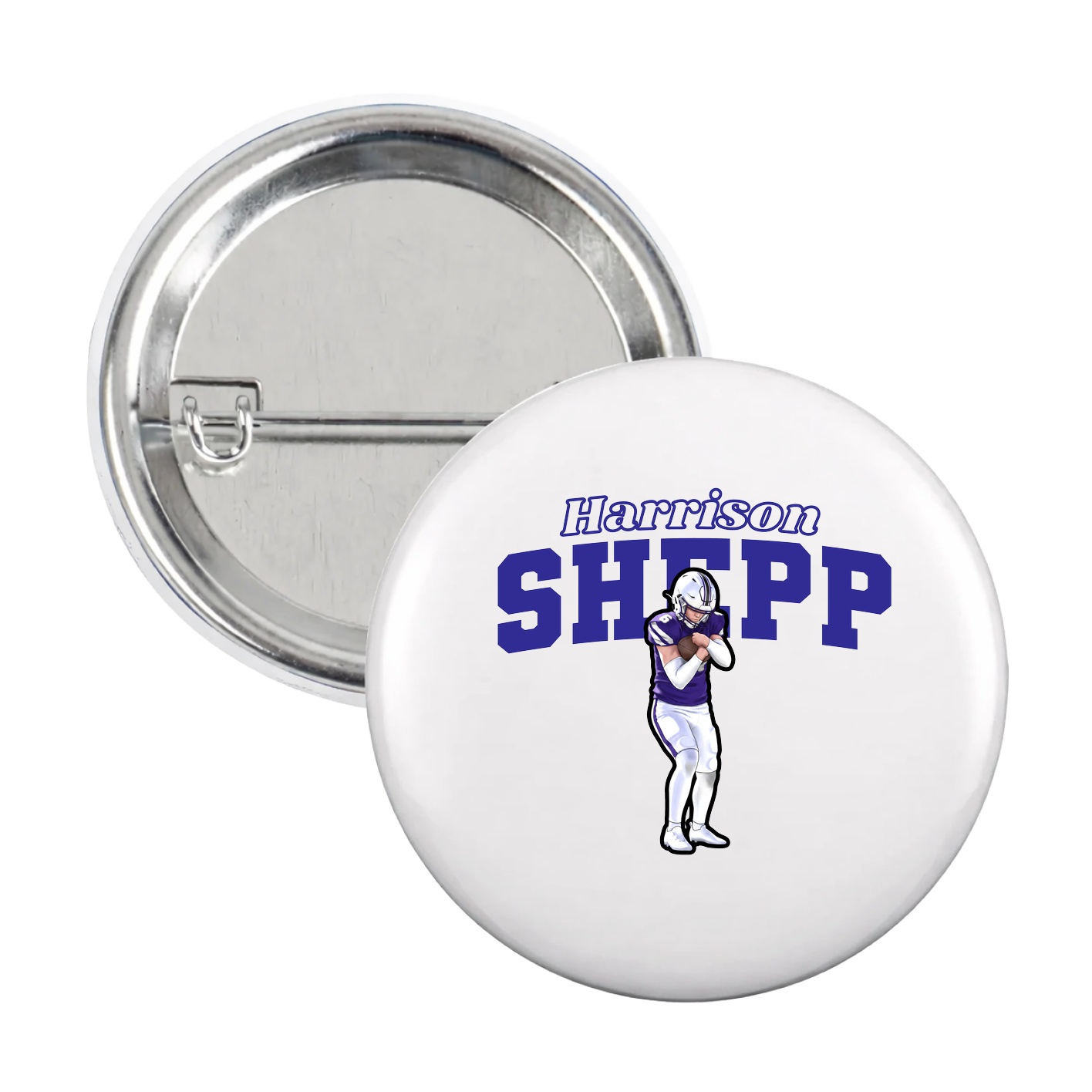 Game Day Button — Name Arch in White