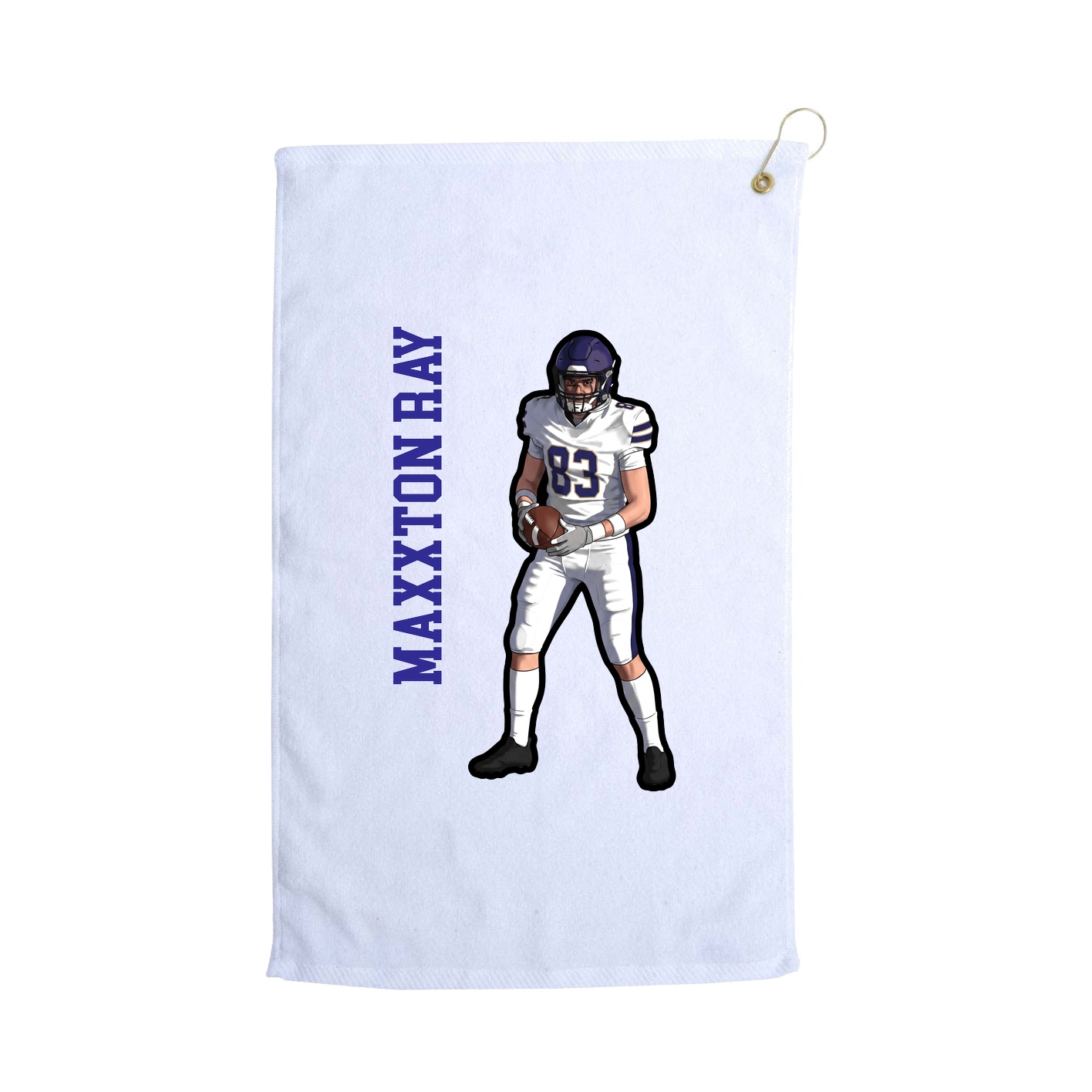 Golf Towel — Name Vertical in White