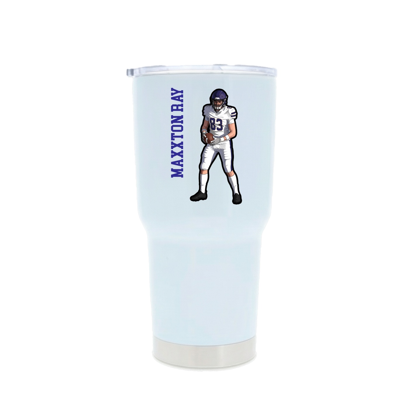30oz Stainless Steel Tumbler — Name Vertical in White