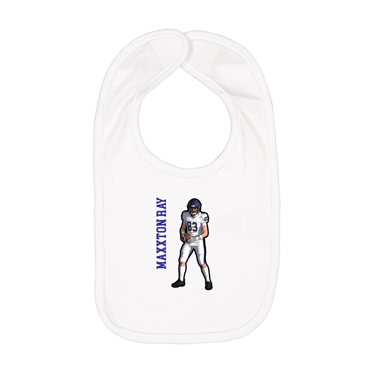 Infant Bib — Name Vertical in White