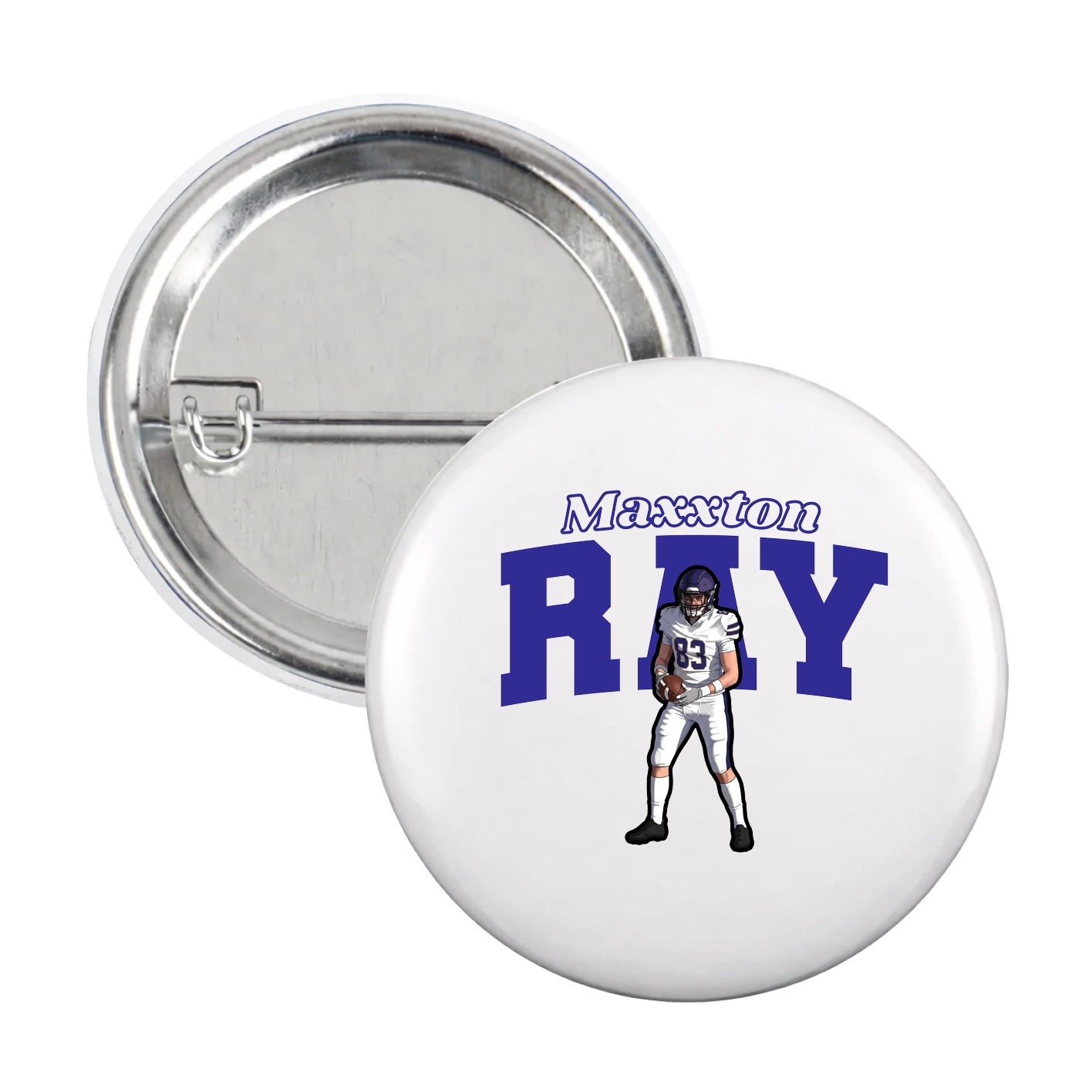 Game Day Button — Name Arch in White