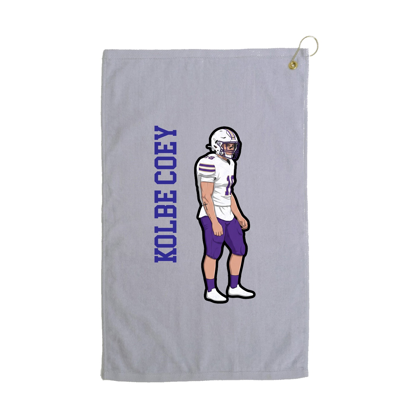 Golf Towel — Name Vertical in Grey
