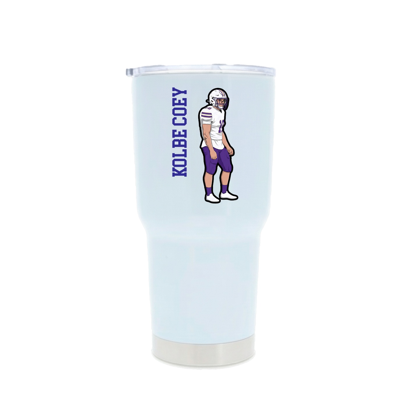 30oz Stainless Steel Tumbler — Name Vertical in White