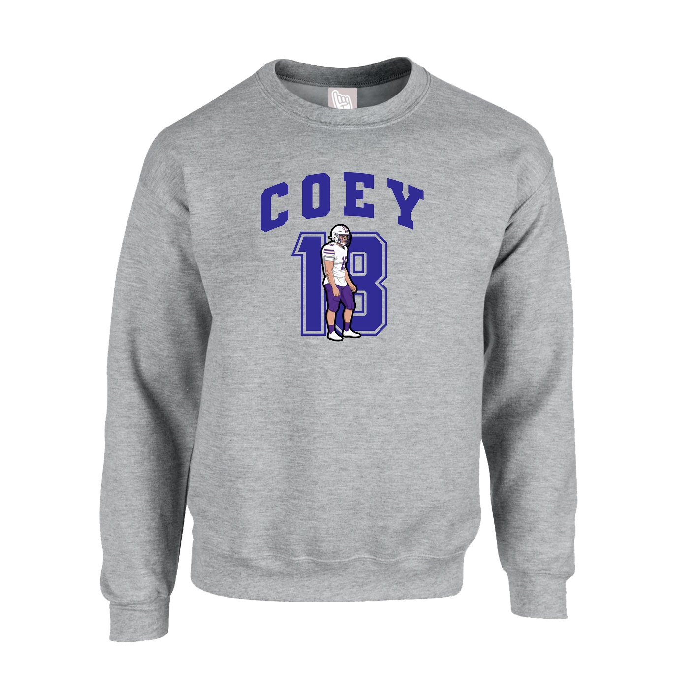 Fleece Crew — Number in Grey