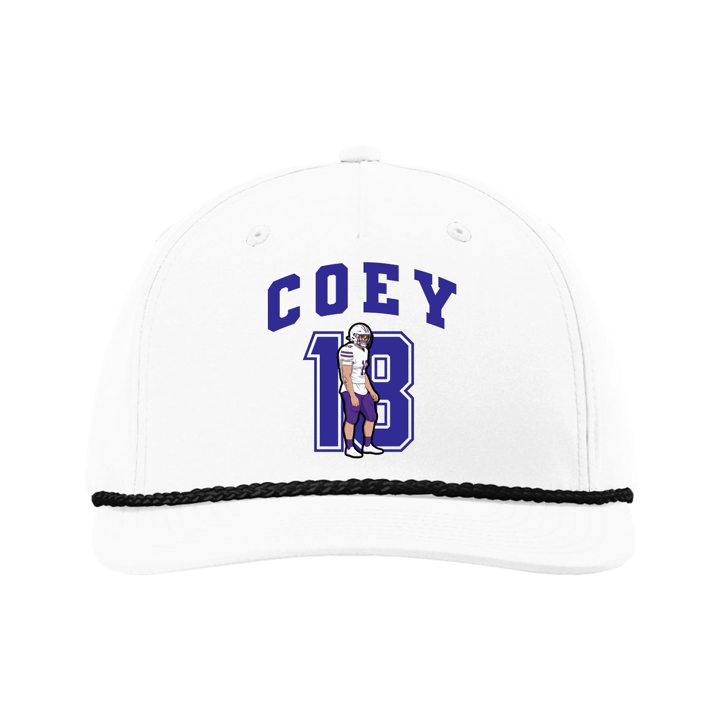 Five-Panel Classic Rope Cap — Number in White