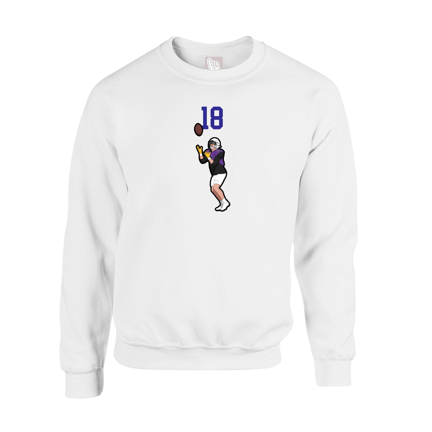 Fleece Crew — Number Top in White