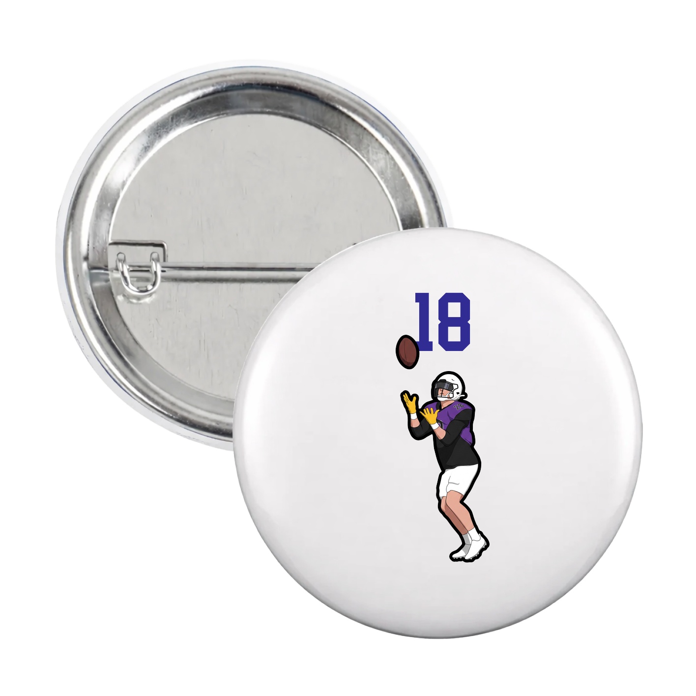 Game Day Button — Number Top in White