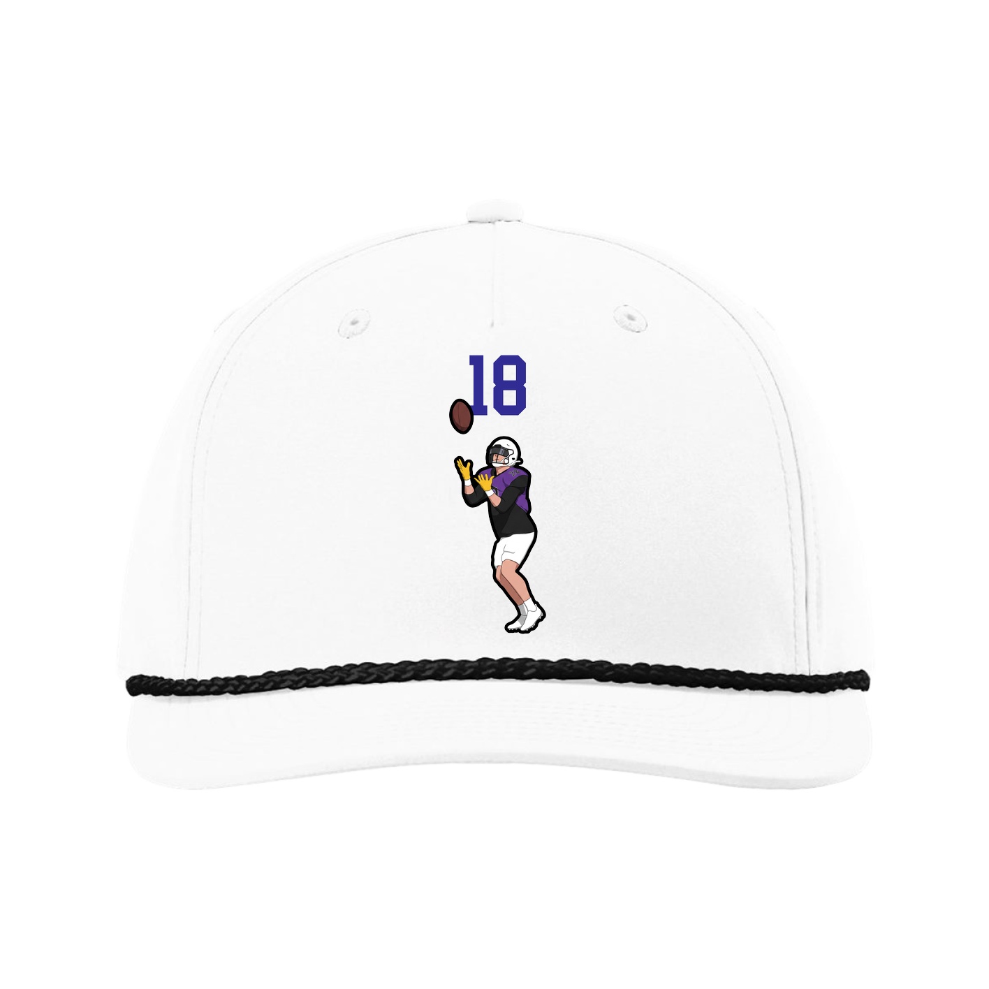 Five-Panel Classic Rope Cap — Number Top in White