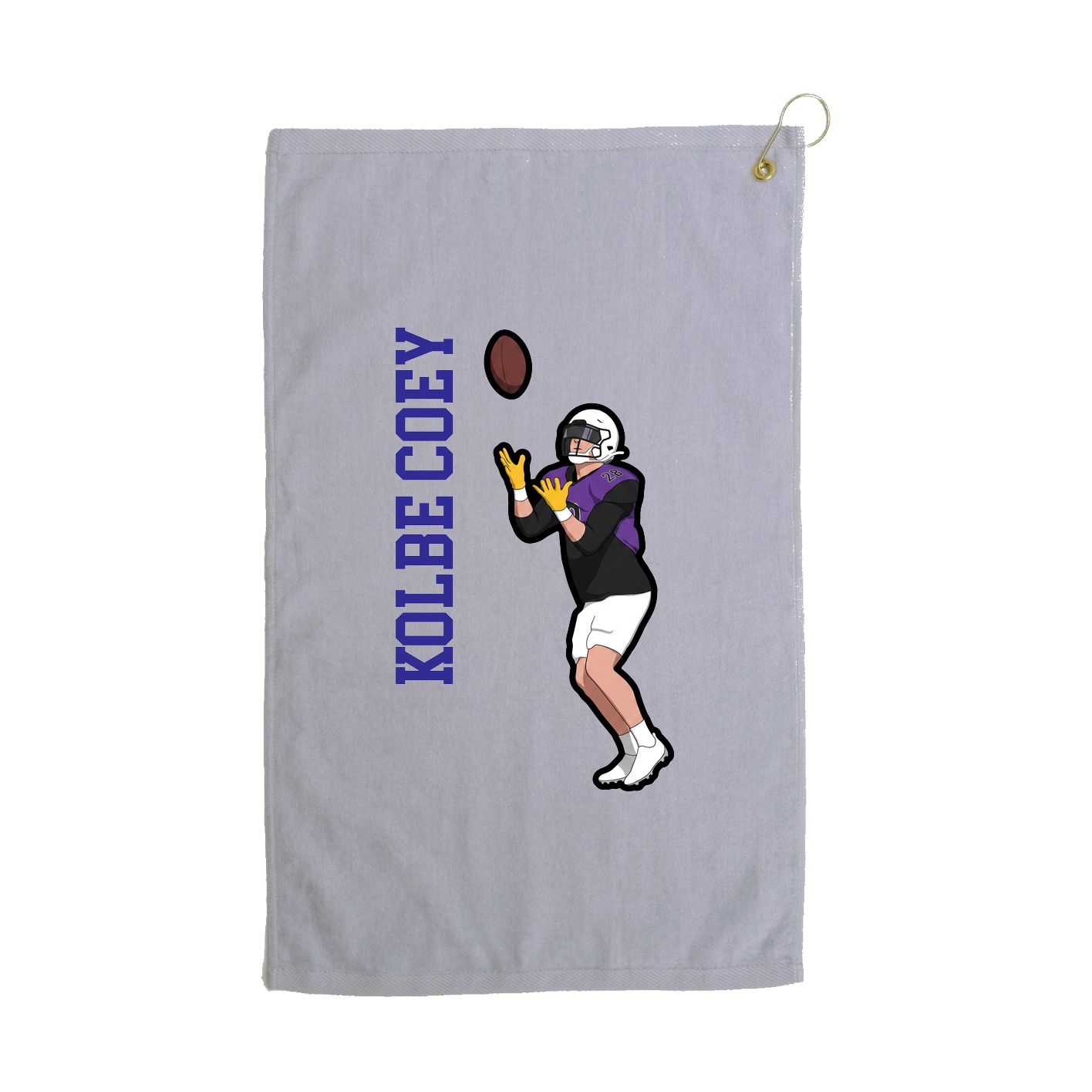 Golf Towel — Name Vertical in Grey