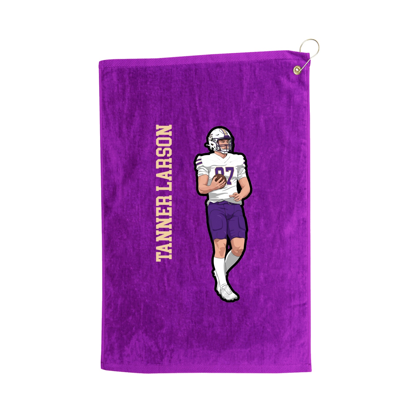 Golf Towel — Name Vertical in Purple