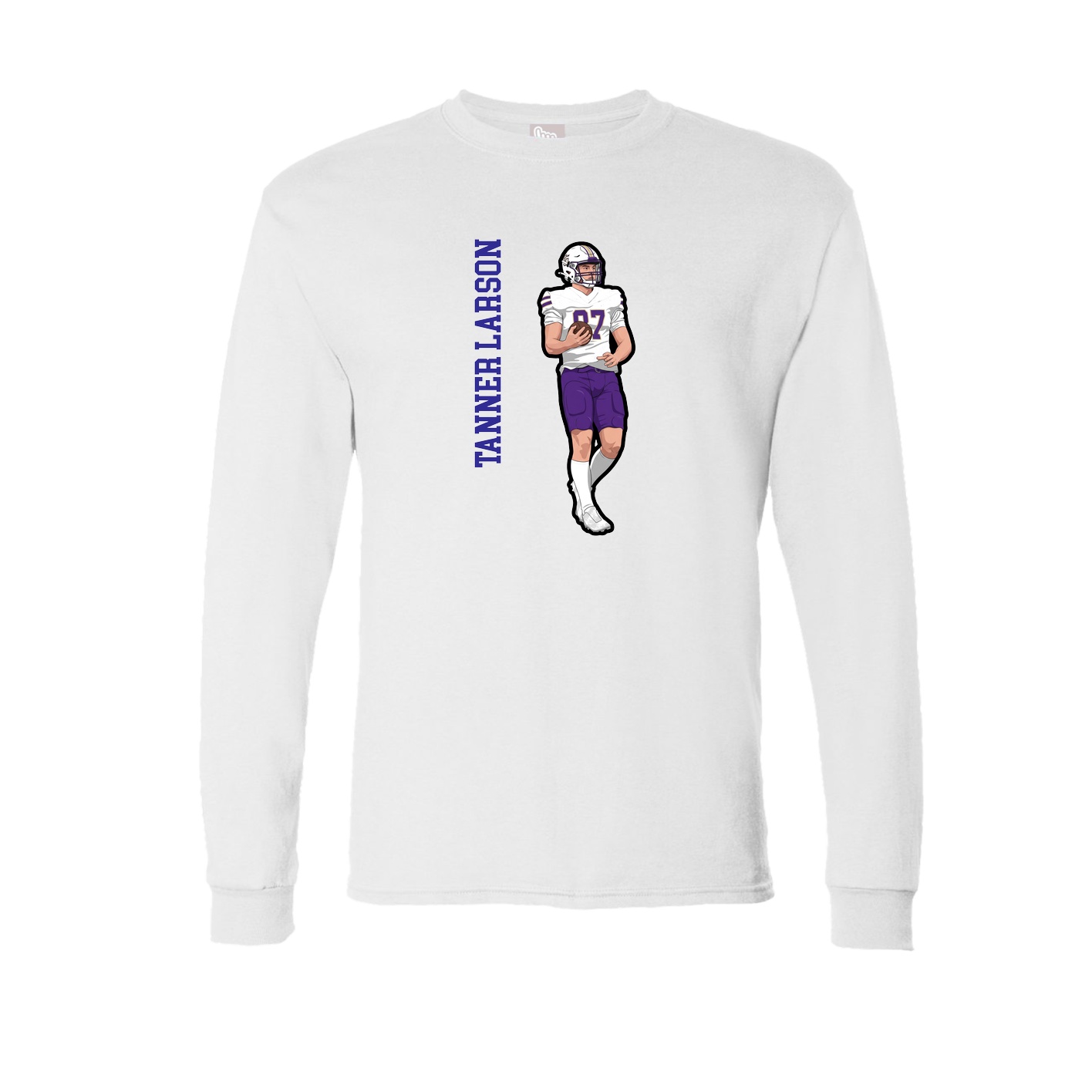 Long Sleeve Tee — Name Vertical in White