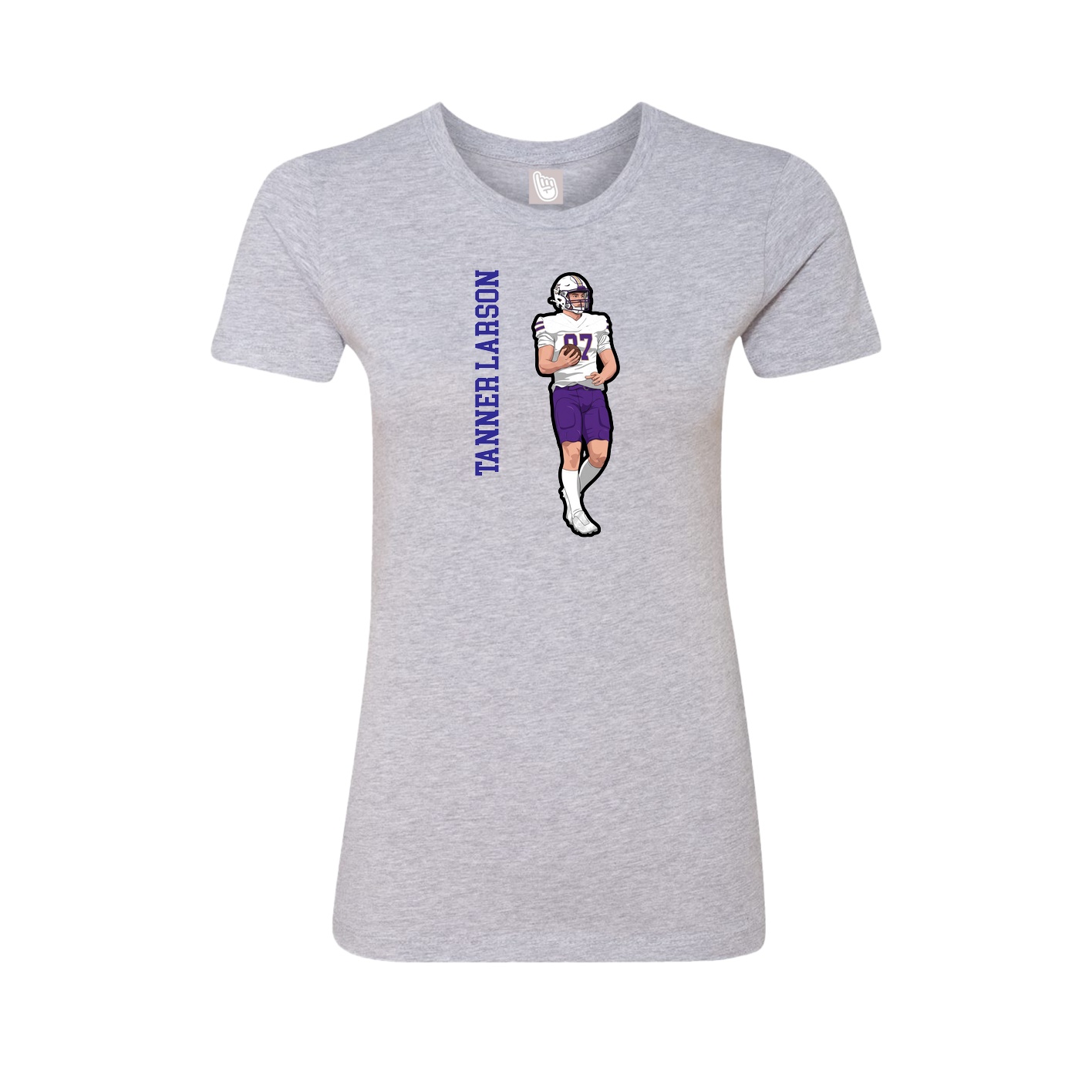 Fitted Women's Tee — Name Vertical in Grey