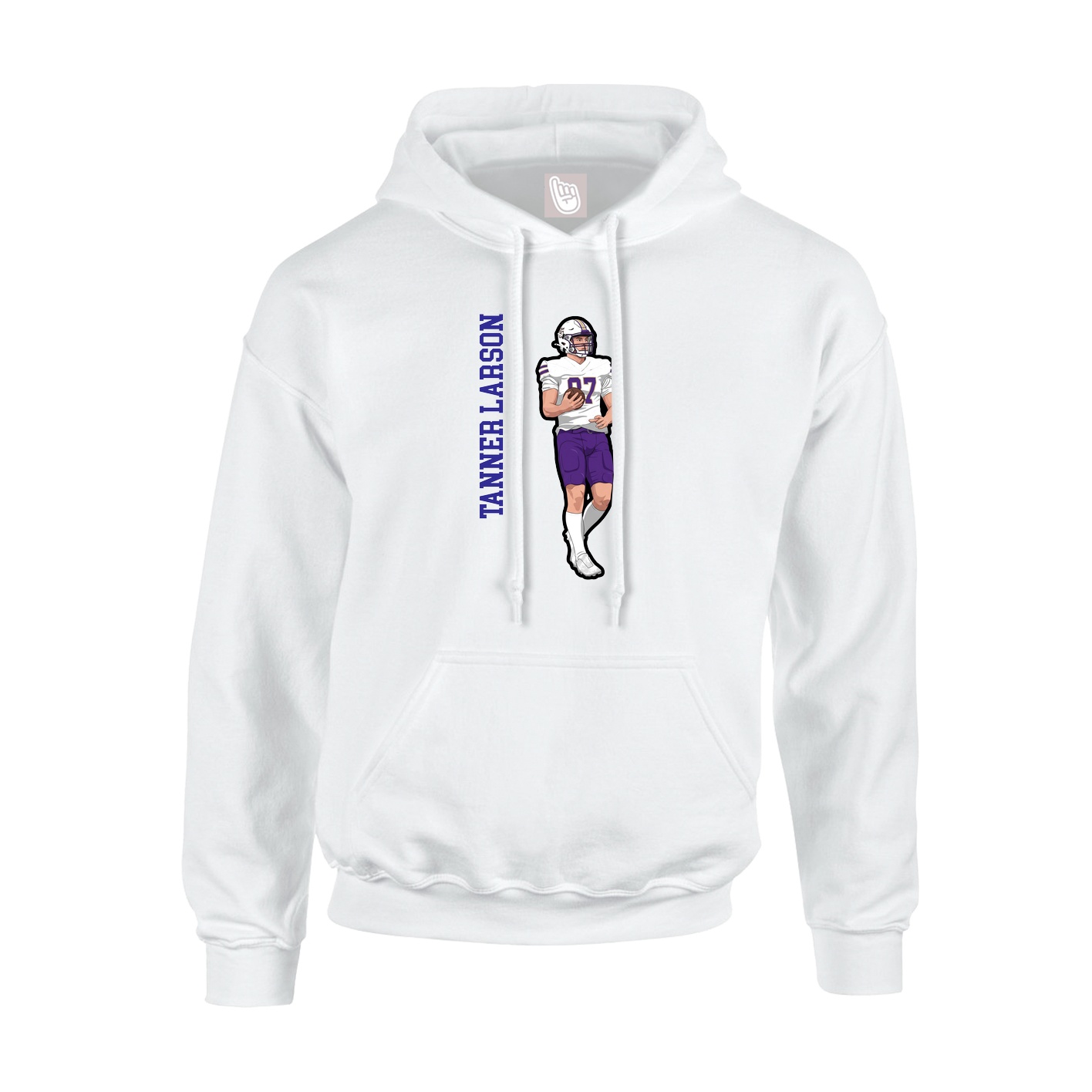 Youth Hoodie — Name Vertical in White
