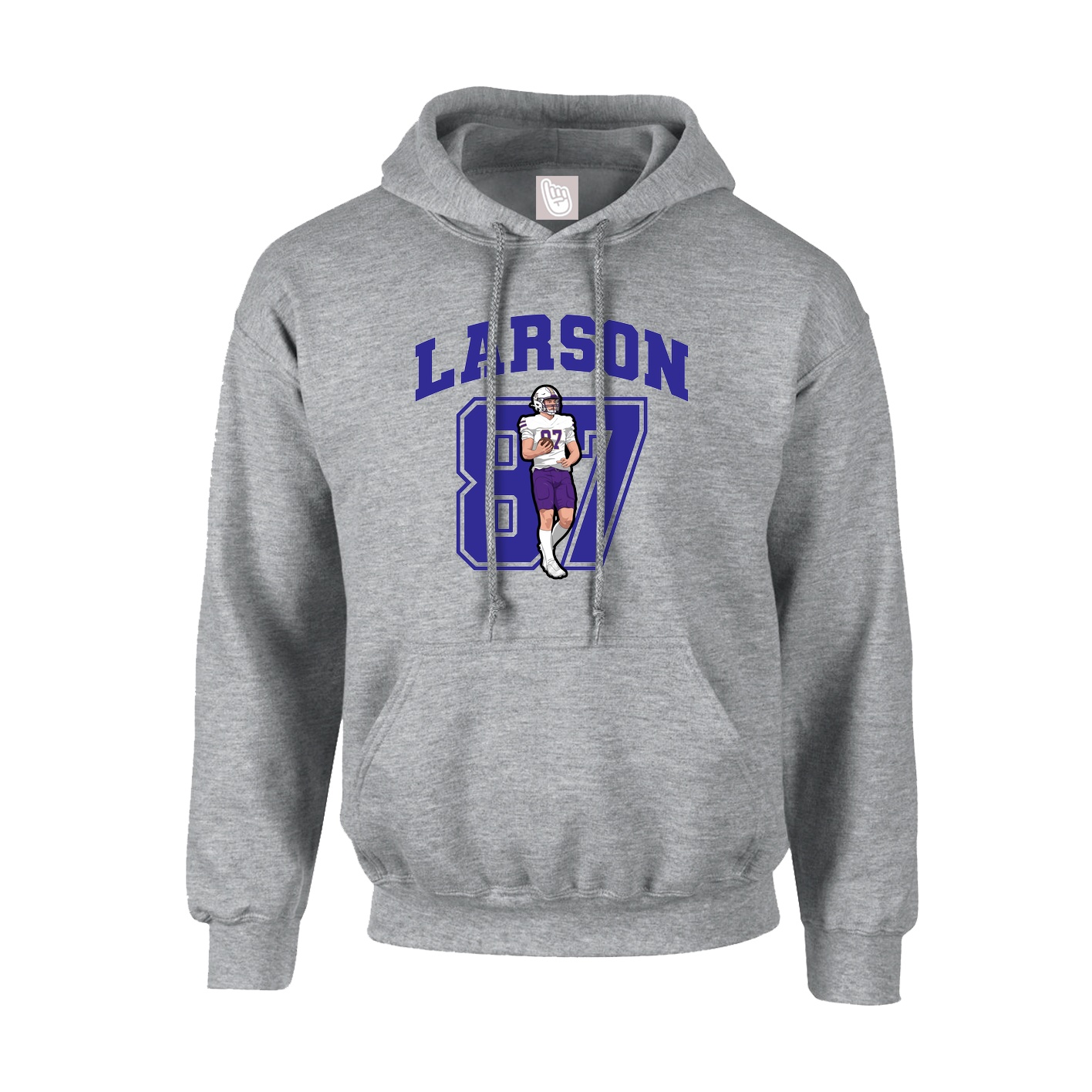 Youth Hoodie — Number in Grey