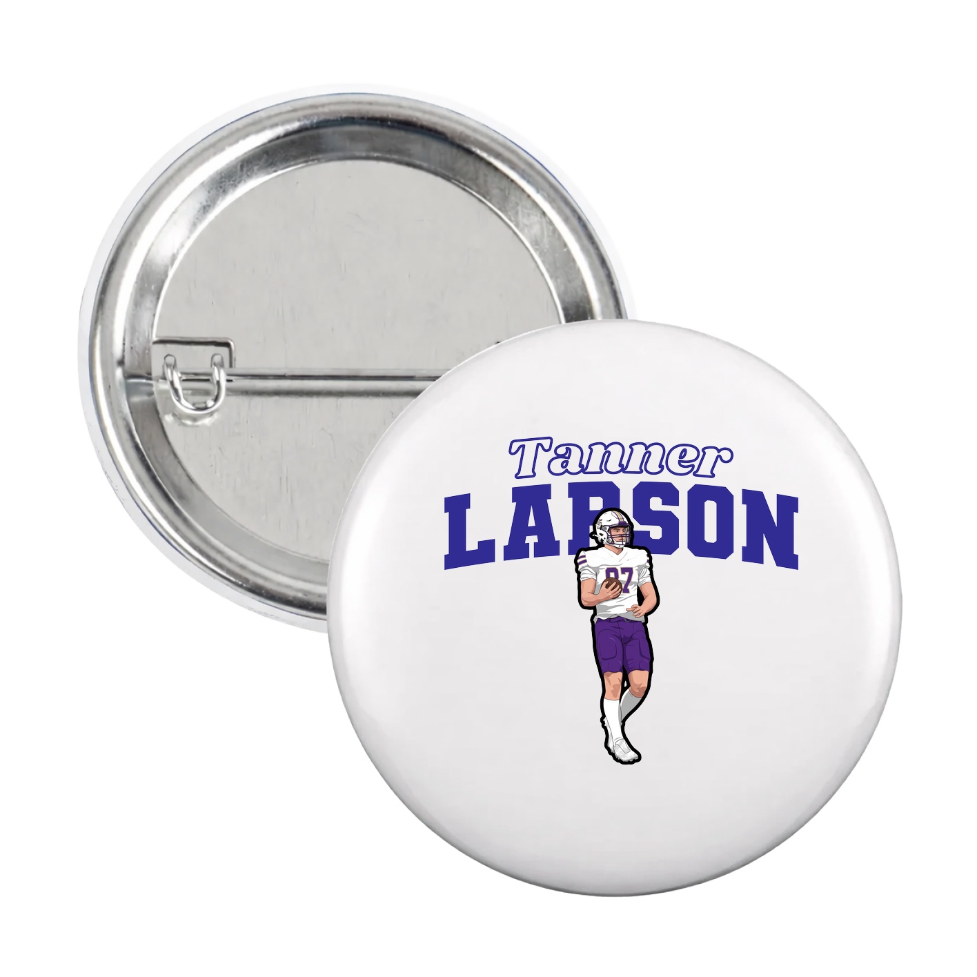 Game Day Button — Name Arch in White