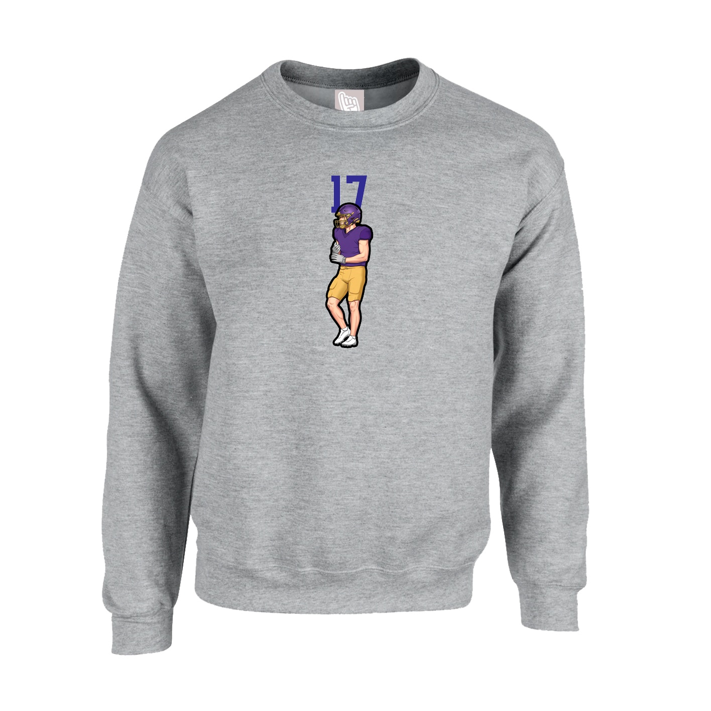 Fleece Crew — Number Top in Grey