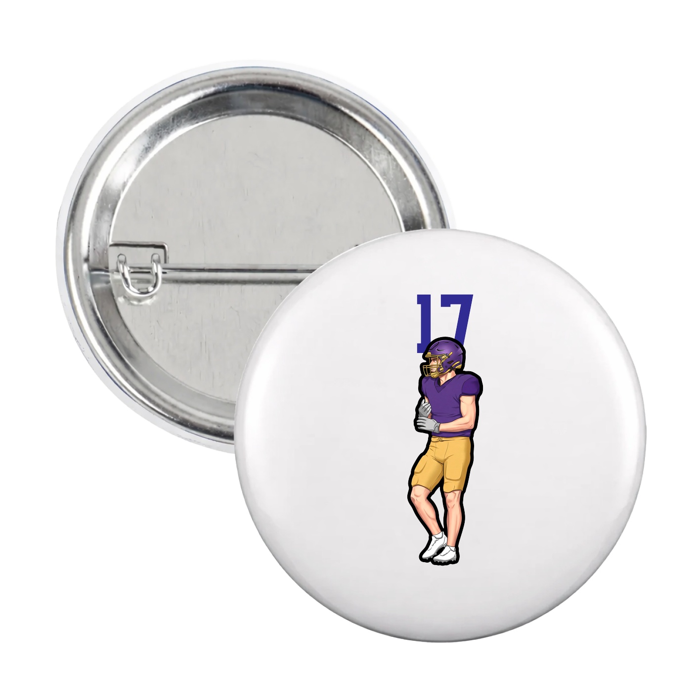 Game Day Button — Number Top in White
