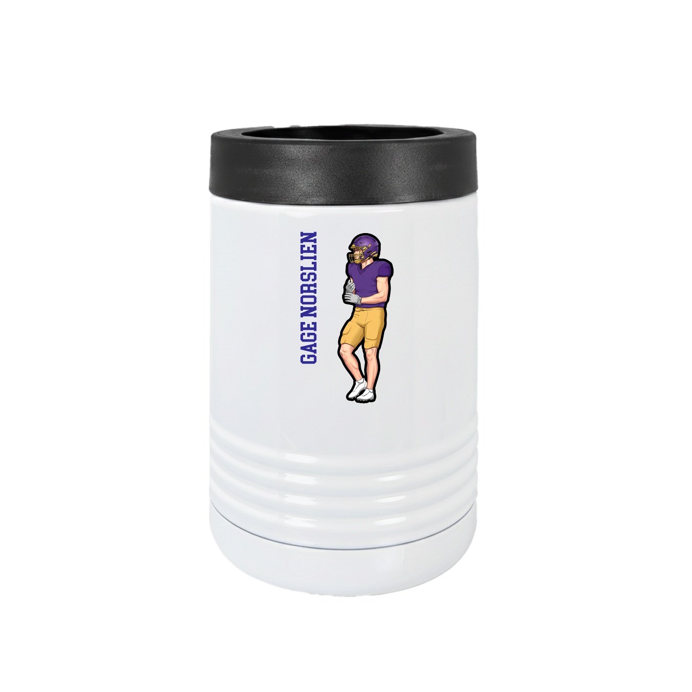 Beverage Holder — Name Vertical in White