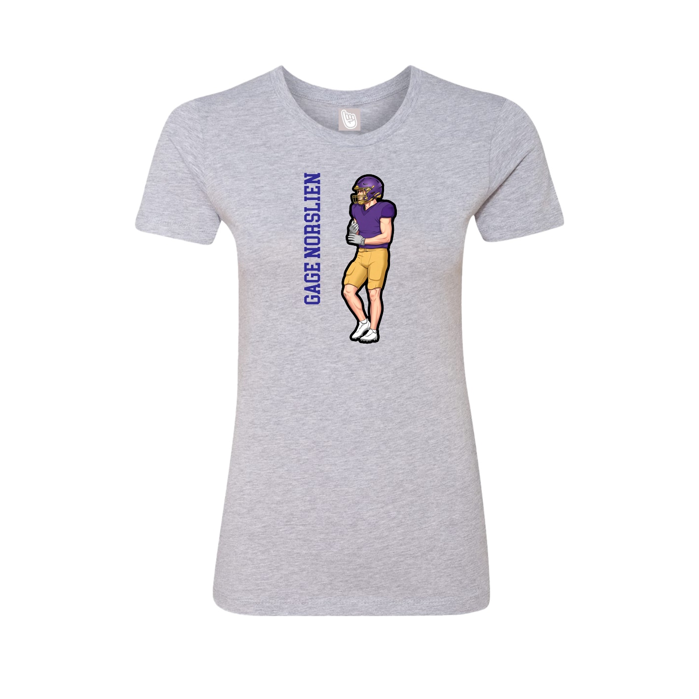 Fitted Women's Tee — Name Vertical in Grey