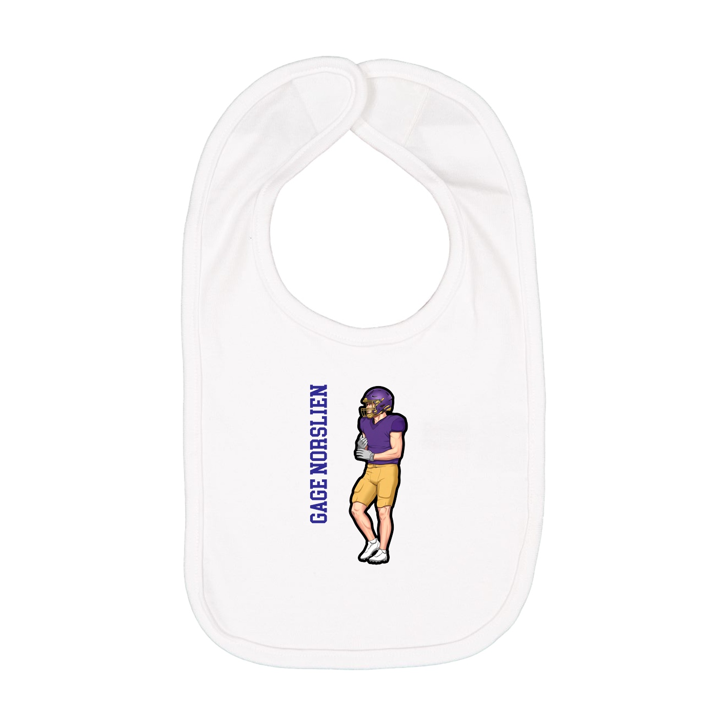 Infant Bib — Name Vertical in White