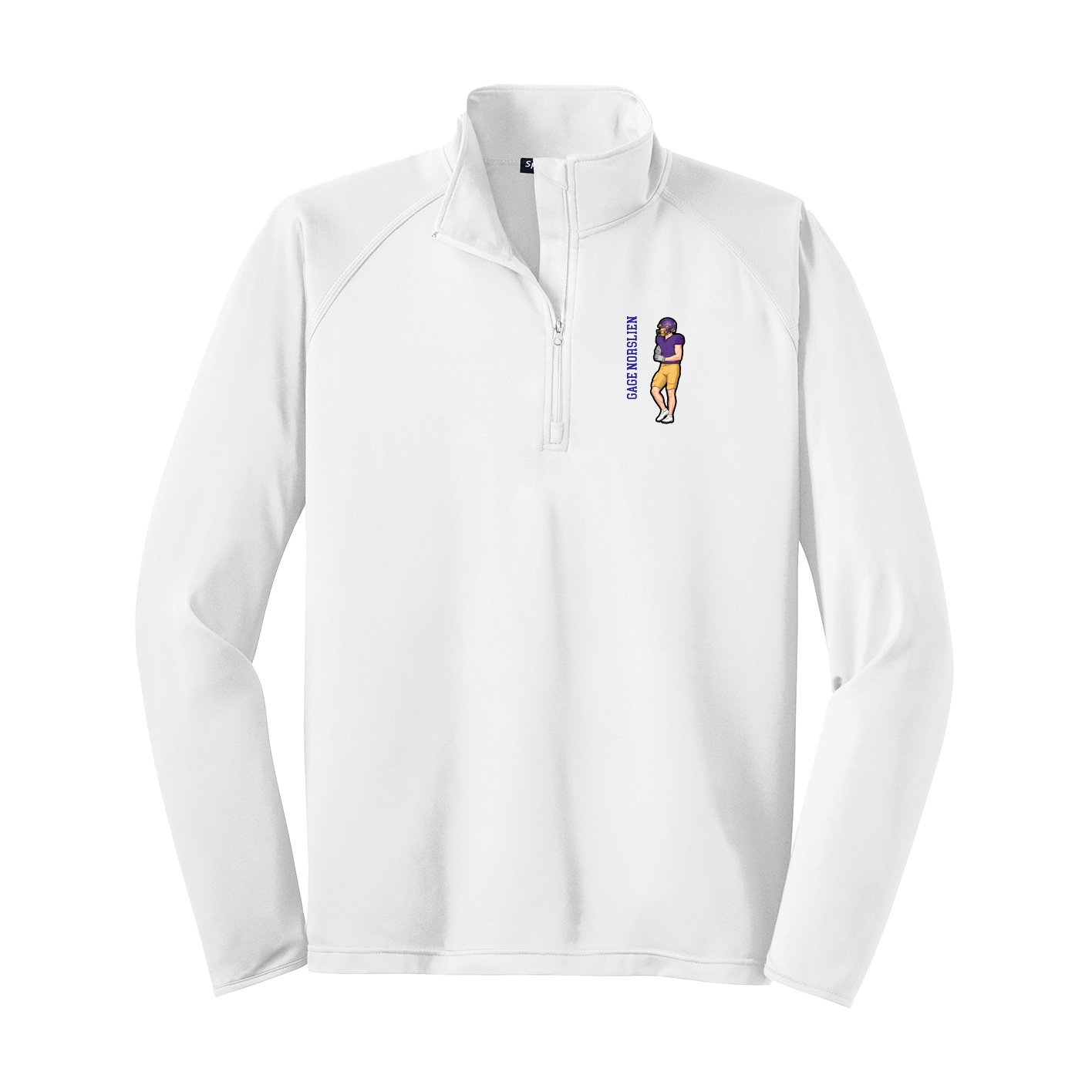 Q-Zip Pullover — Name Vertical in White