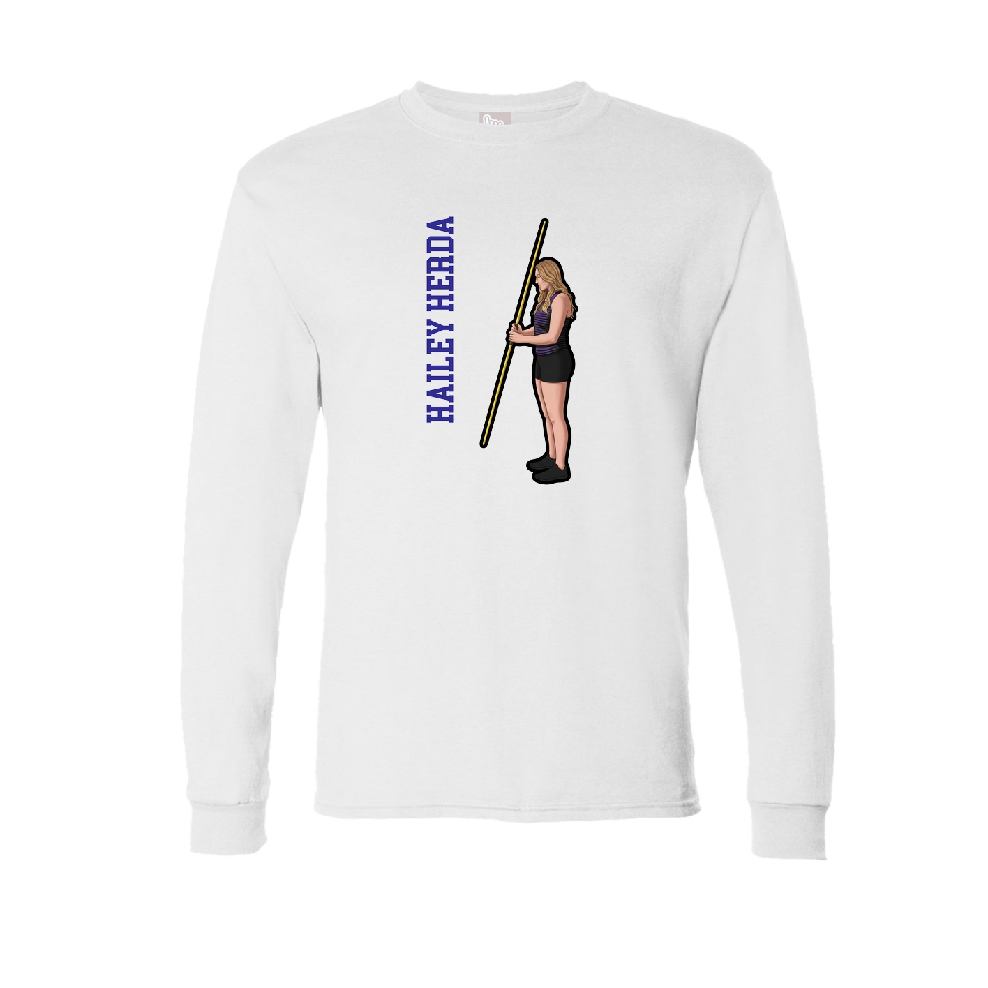 Long Sleeve Tee — Name Vertical in White