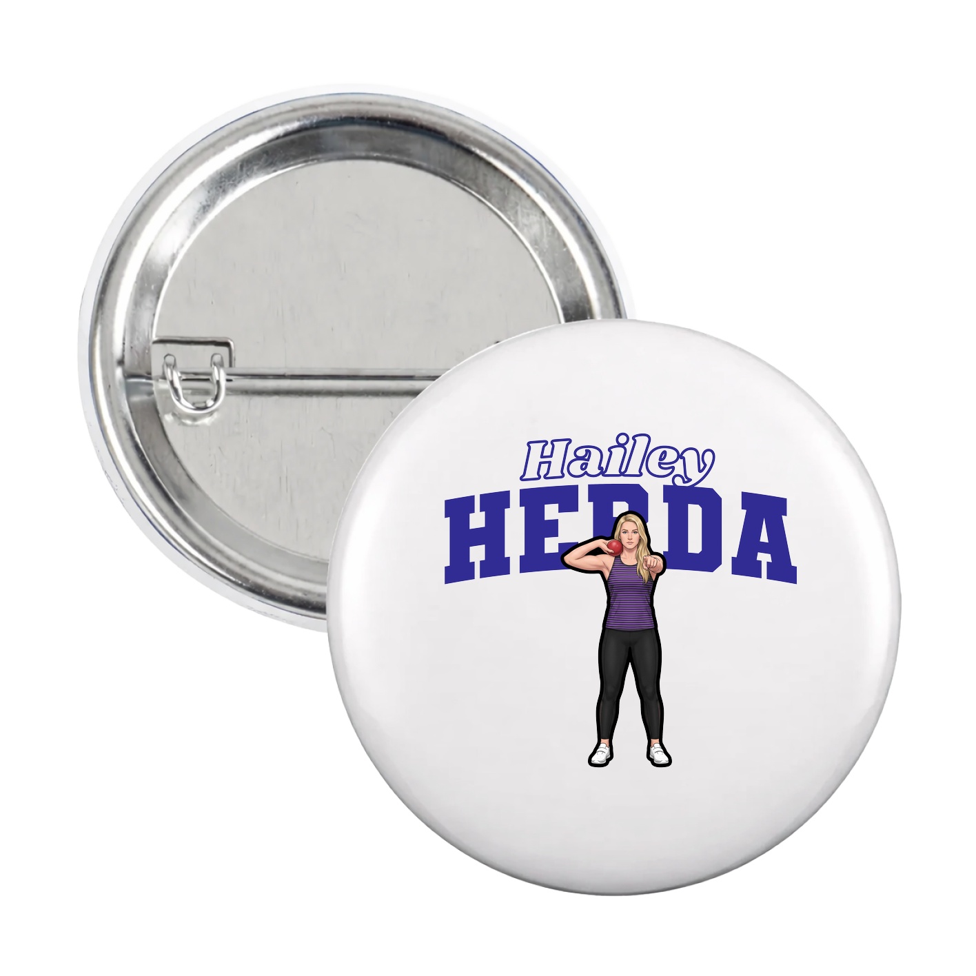 Game Day Button — Name Arch in White