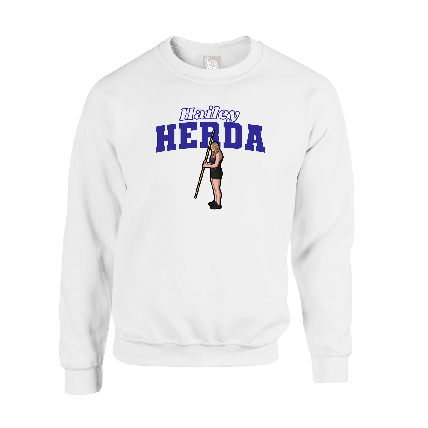 Fleece Crew — Name Arch in White