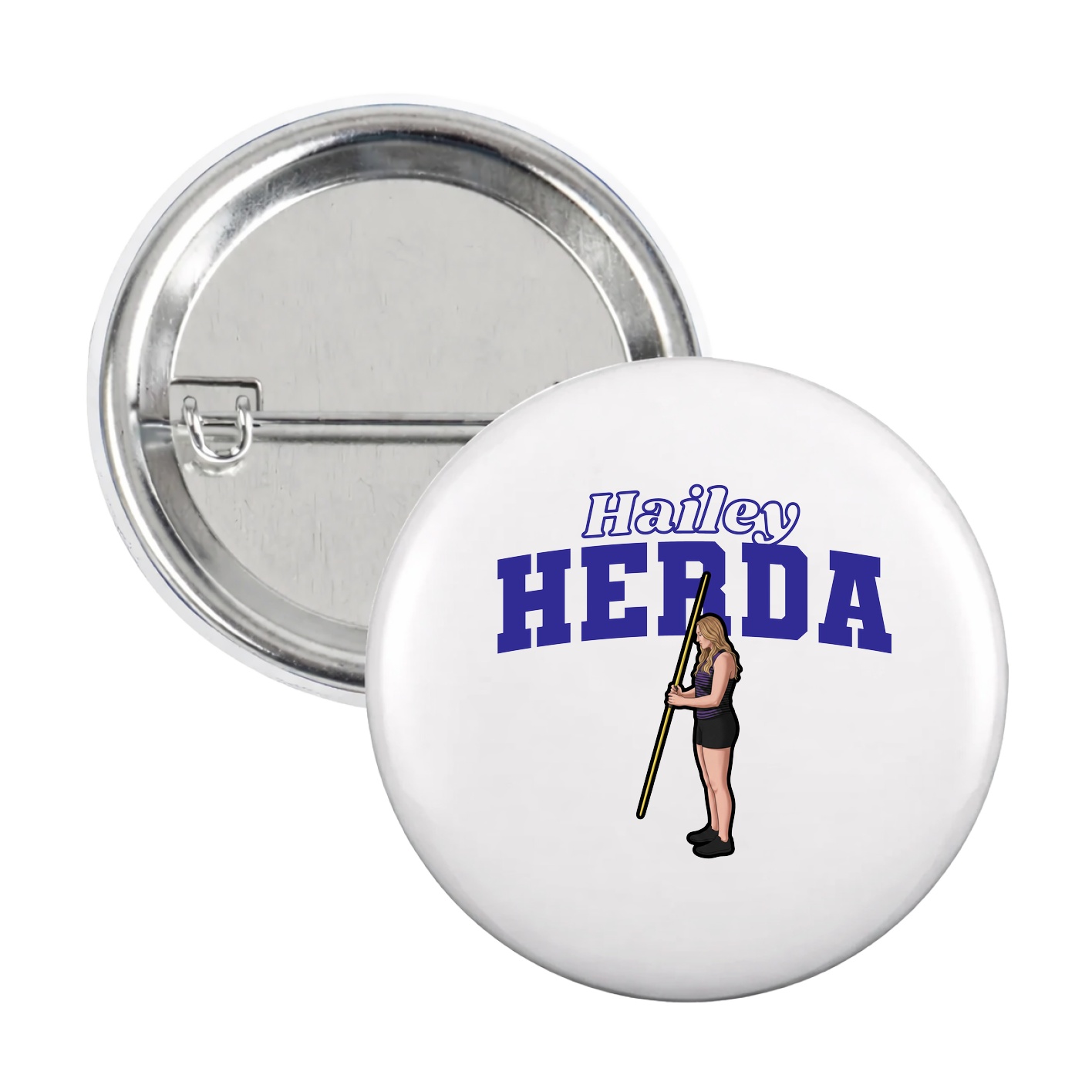 Game Day Button — Name Arch in White
