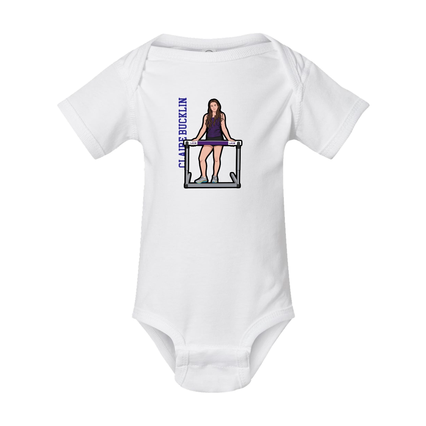 Baby Onesie — Name Vertical in White