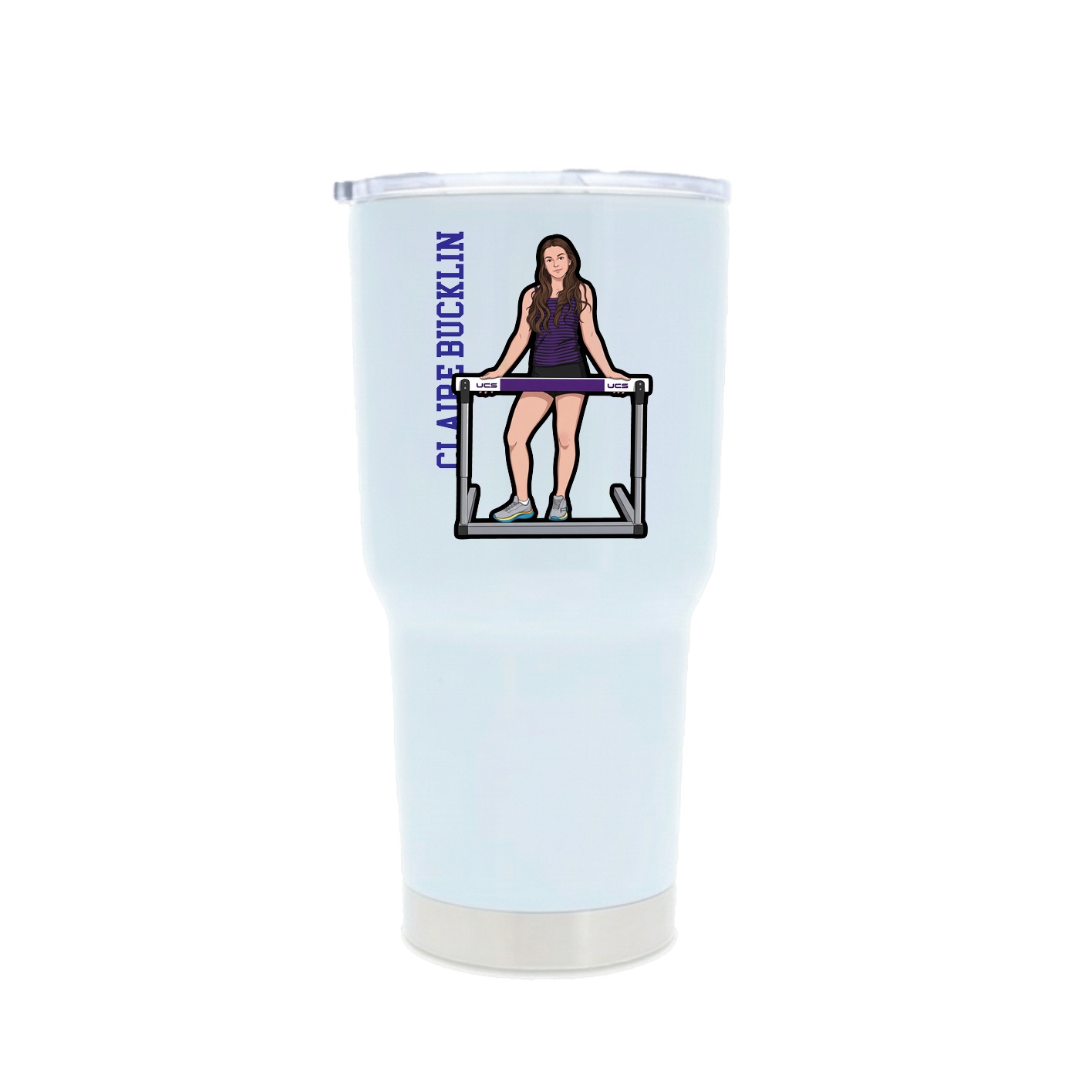 30oz Stainless Steel Tumbler — Name Vertical in White