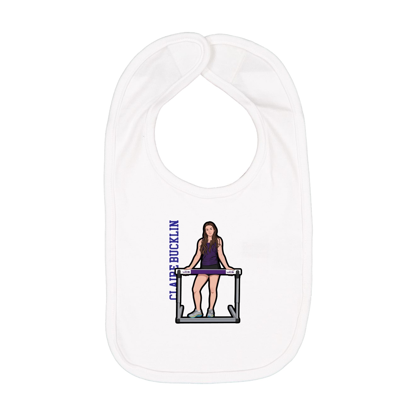 Infant Bib — Name Vertical in White