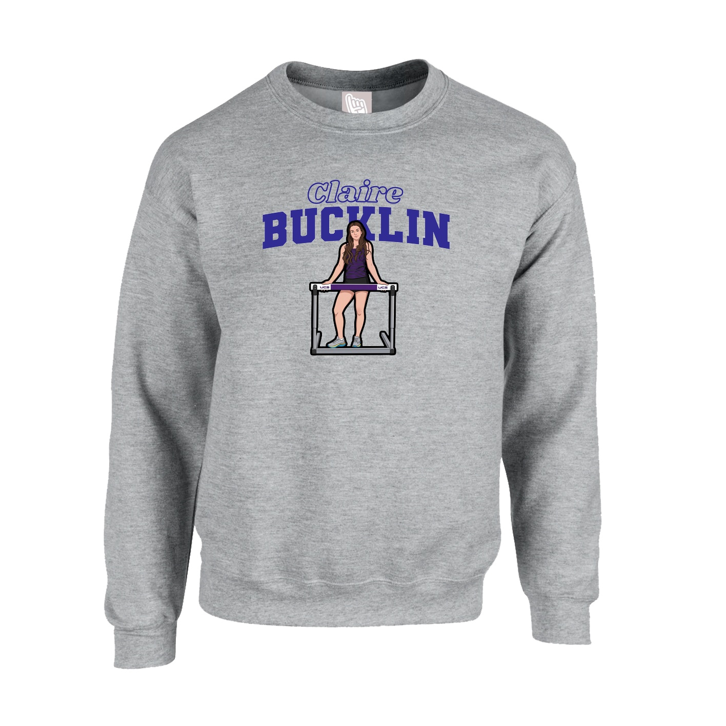 Fleece Crew — Name Arch in Grey