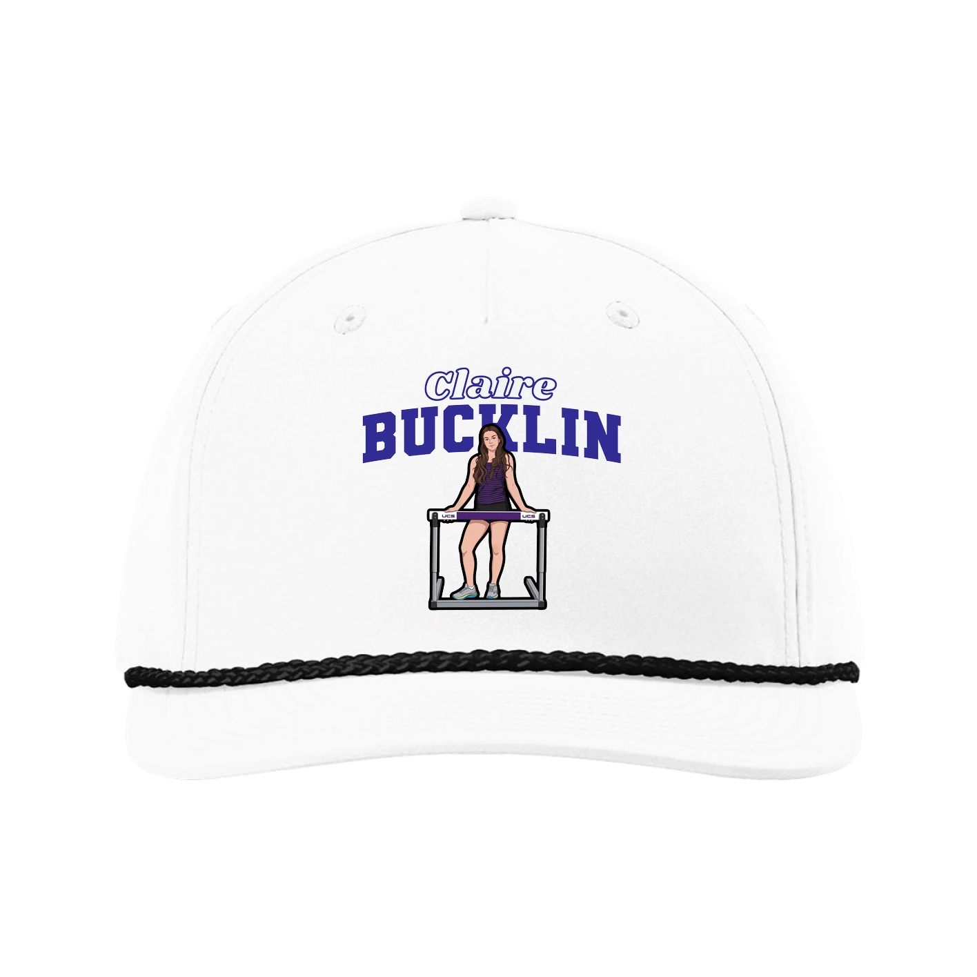 Five-Panel Classic Rope Cap — Name Arch in White