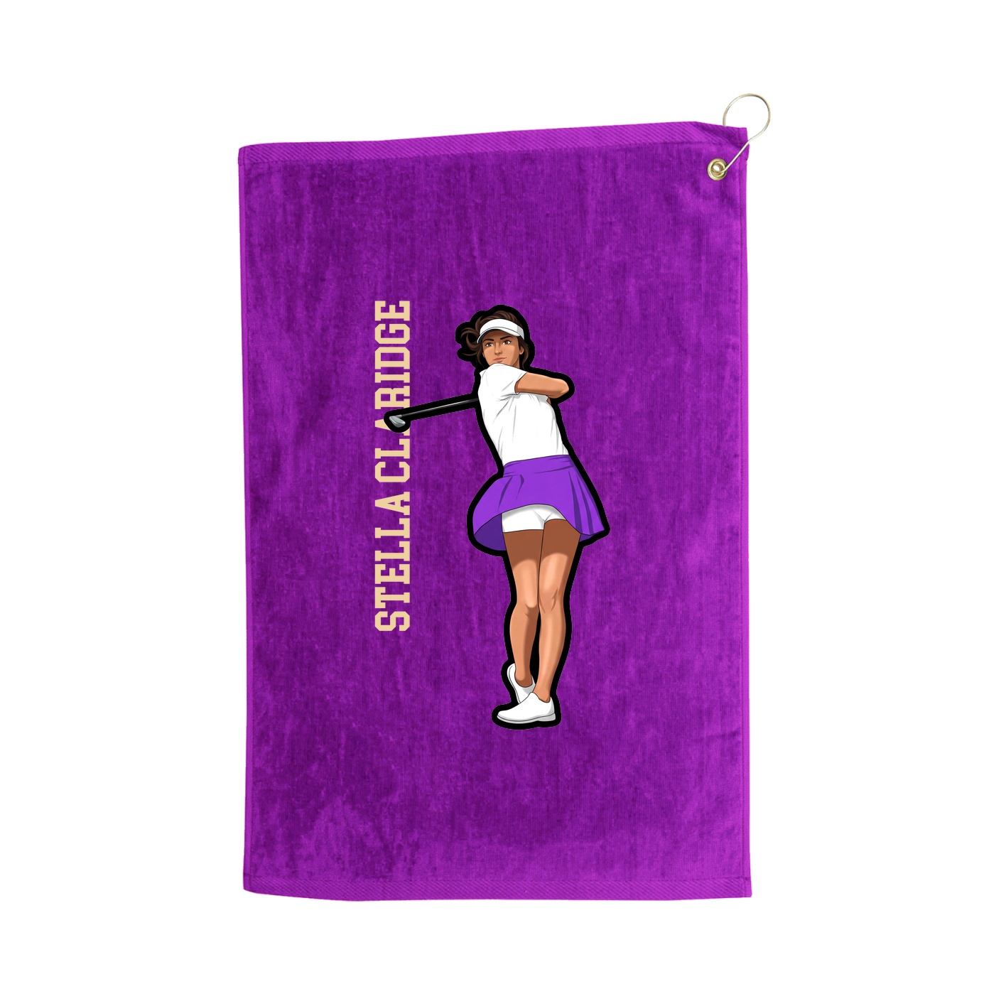 Golf Towel — Name Vertical in Purple