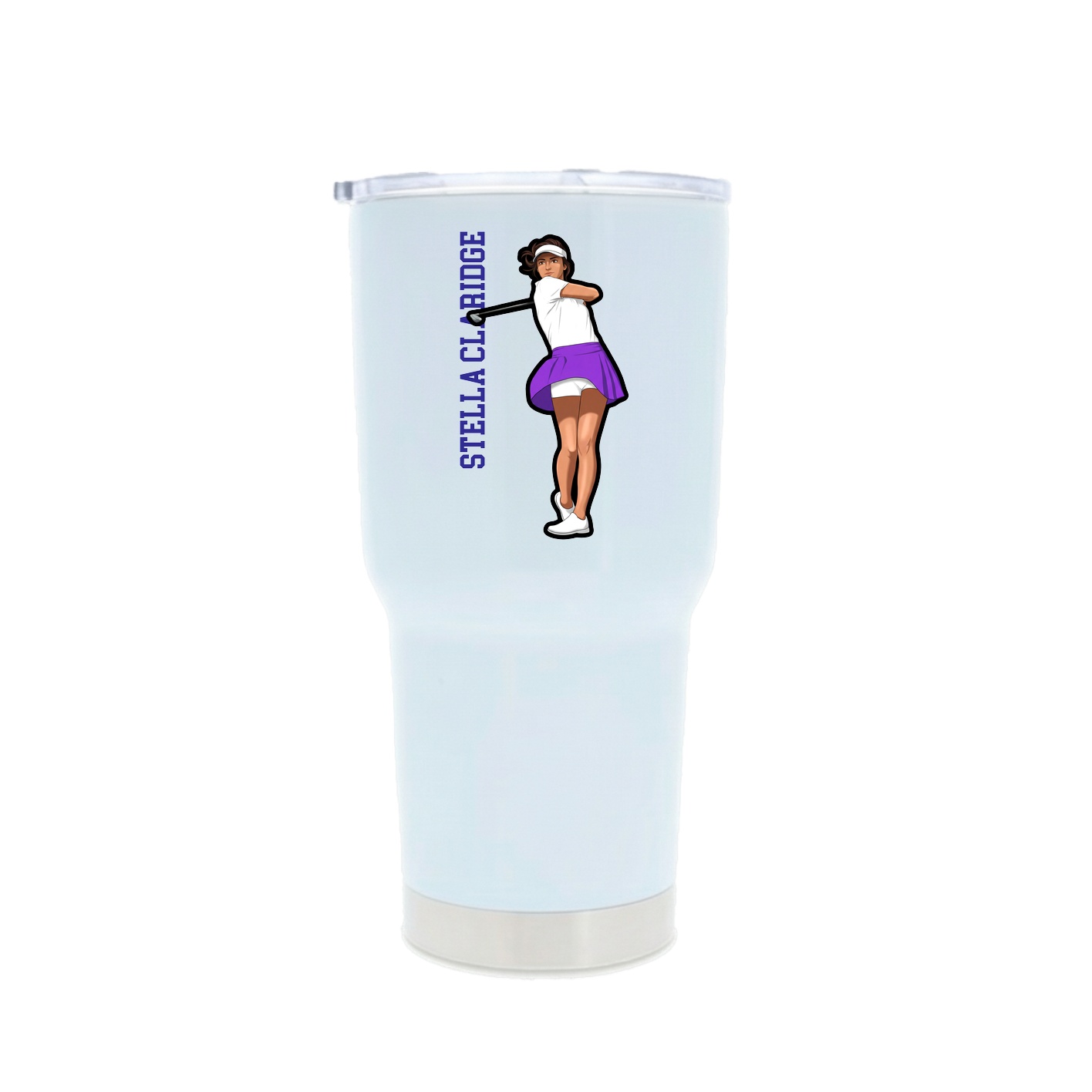 30oz Stainless Steel Tumbler — Name Vertical in White