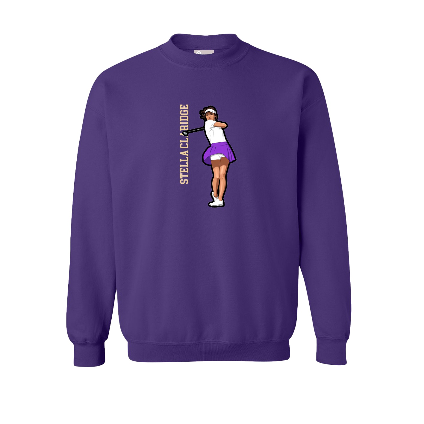 Fleece Crew — Name Vertical in Purple