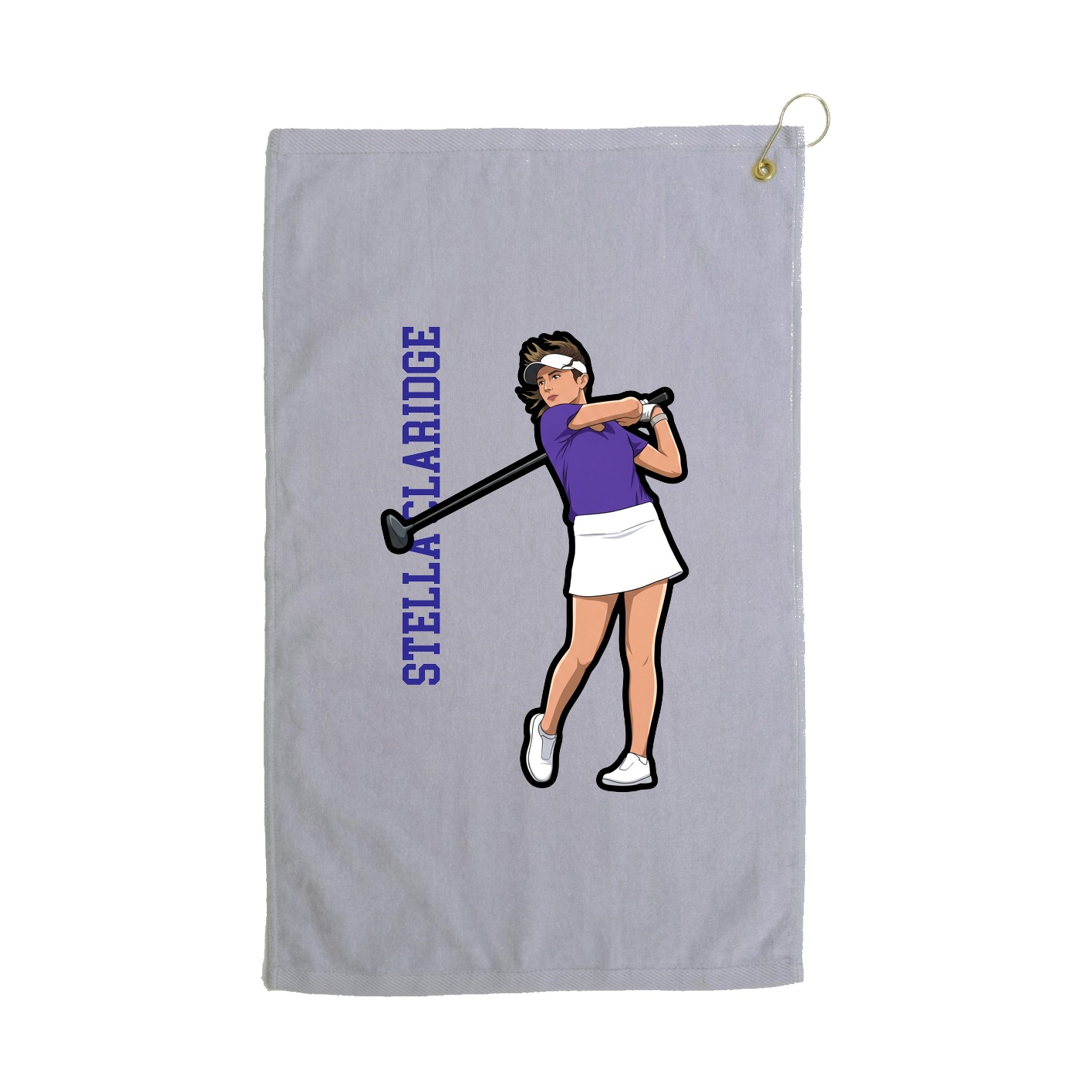 Golf Towel — Name Vertical in Grey