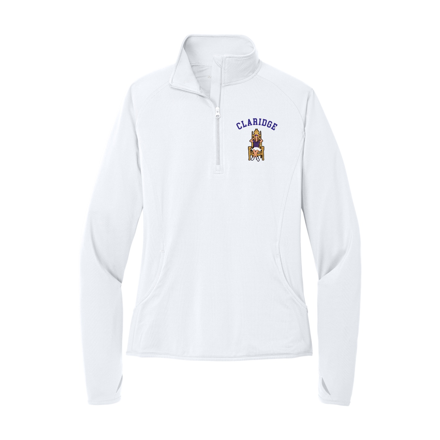 Women's Q-Zip Pullover — Shirsey Arch in White