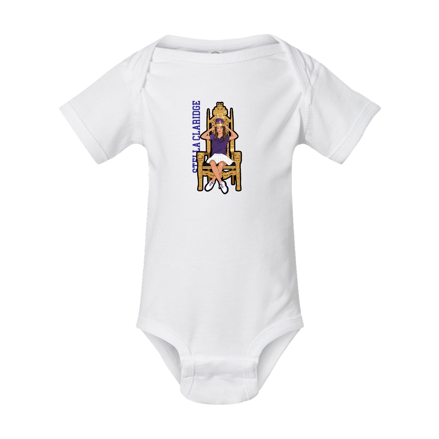Baby Onesie — Name Vertical in White