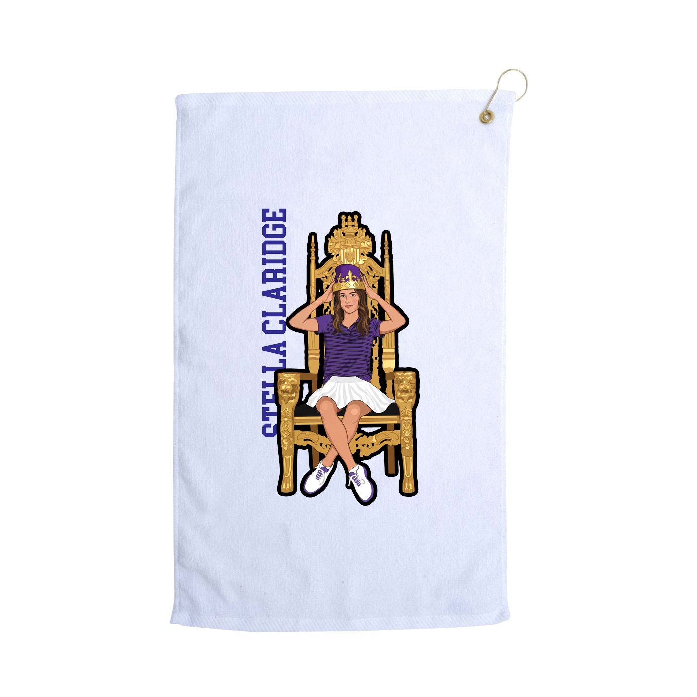 Golf Towel — Name Vertical in White