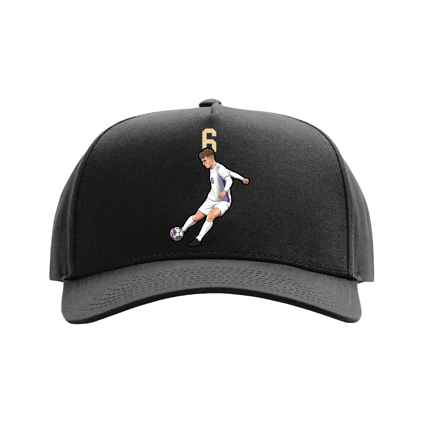 Full Fabric Five-Panel Champ Cap — Number Top in Black