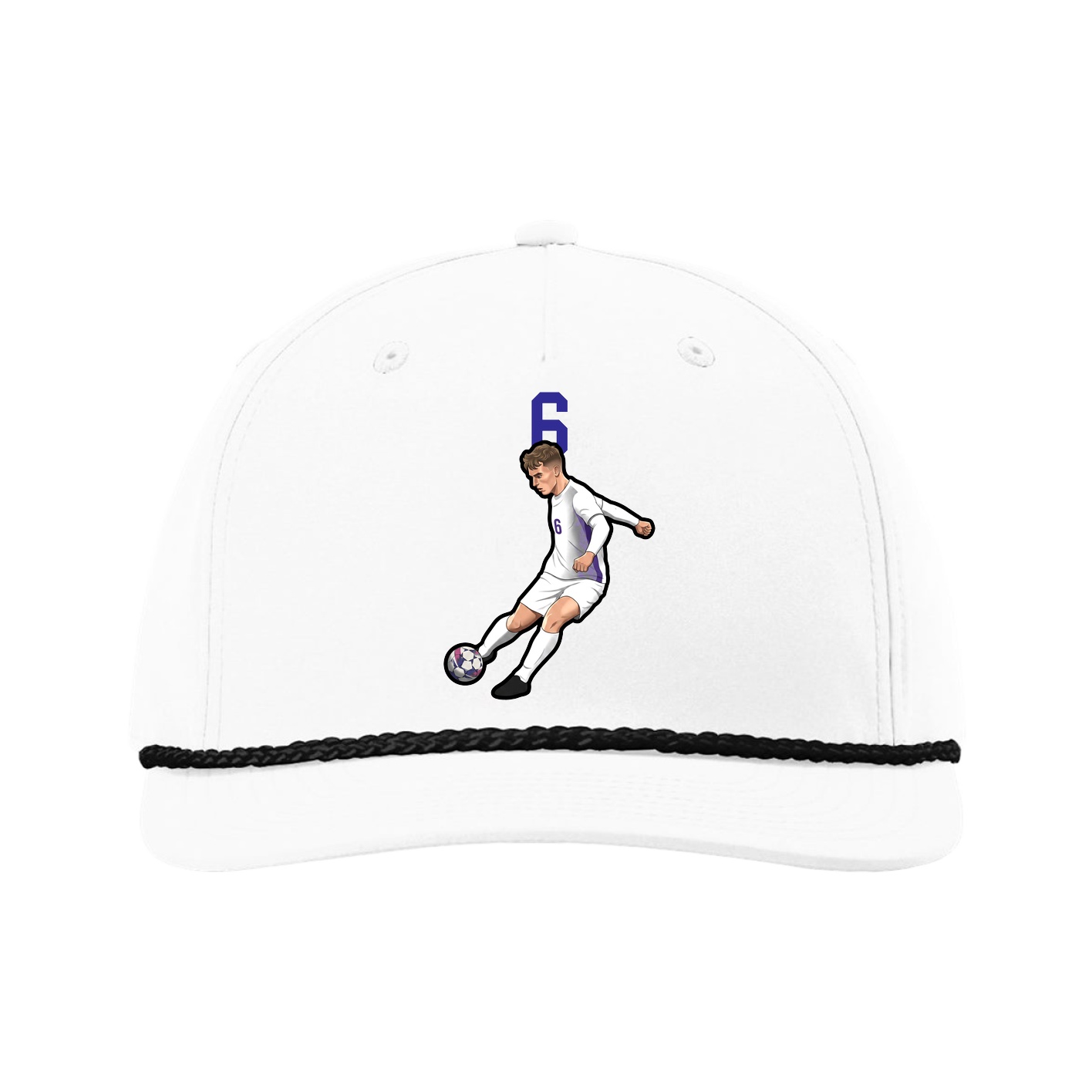Five-Panel Classic Rope Cap — Number Top in White