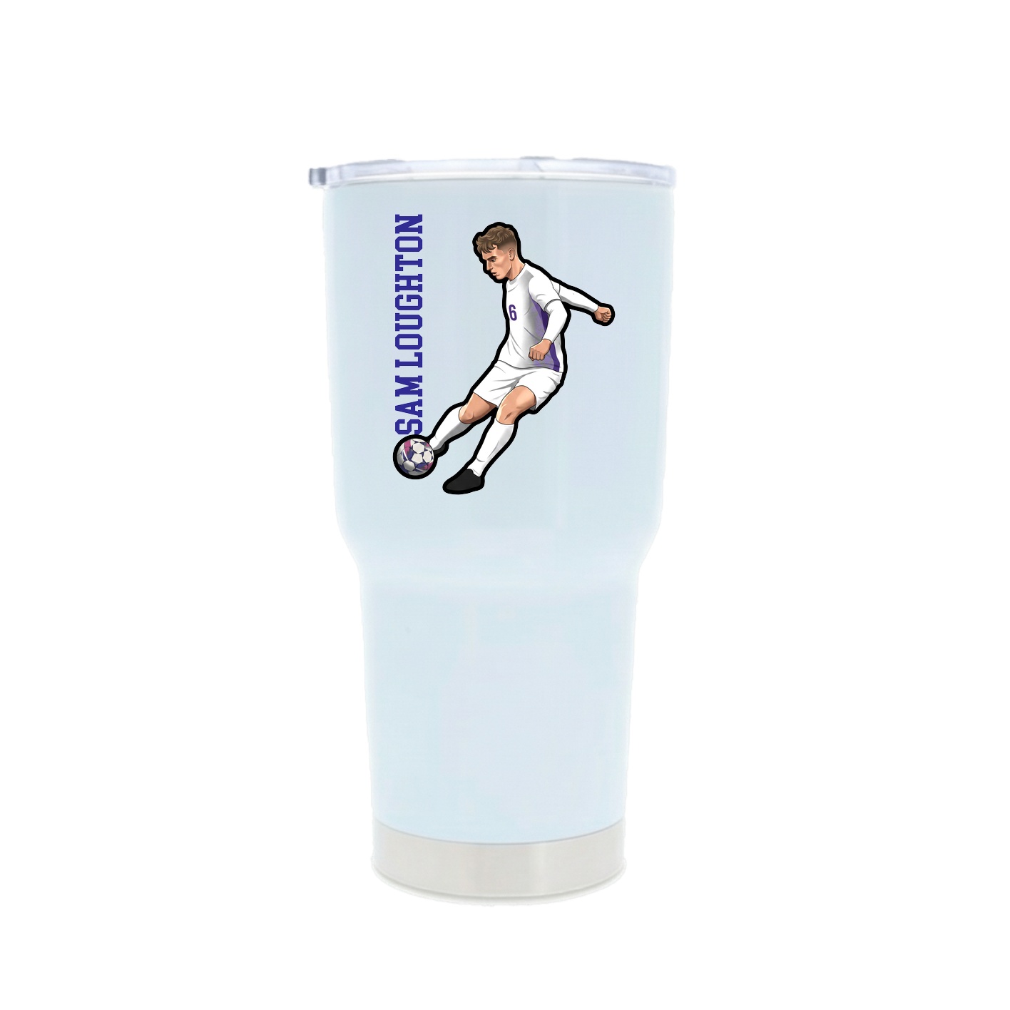 30oz Stainless Steel Tumbler — Name Vertical in White