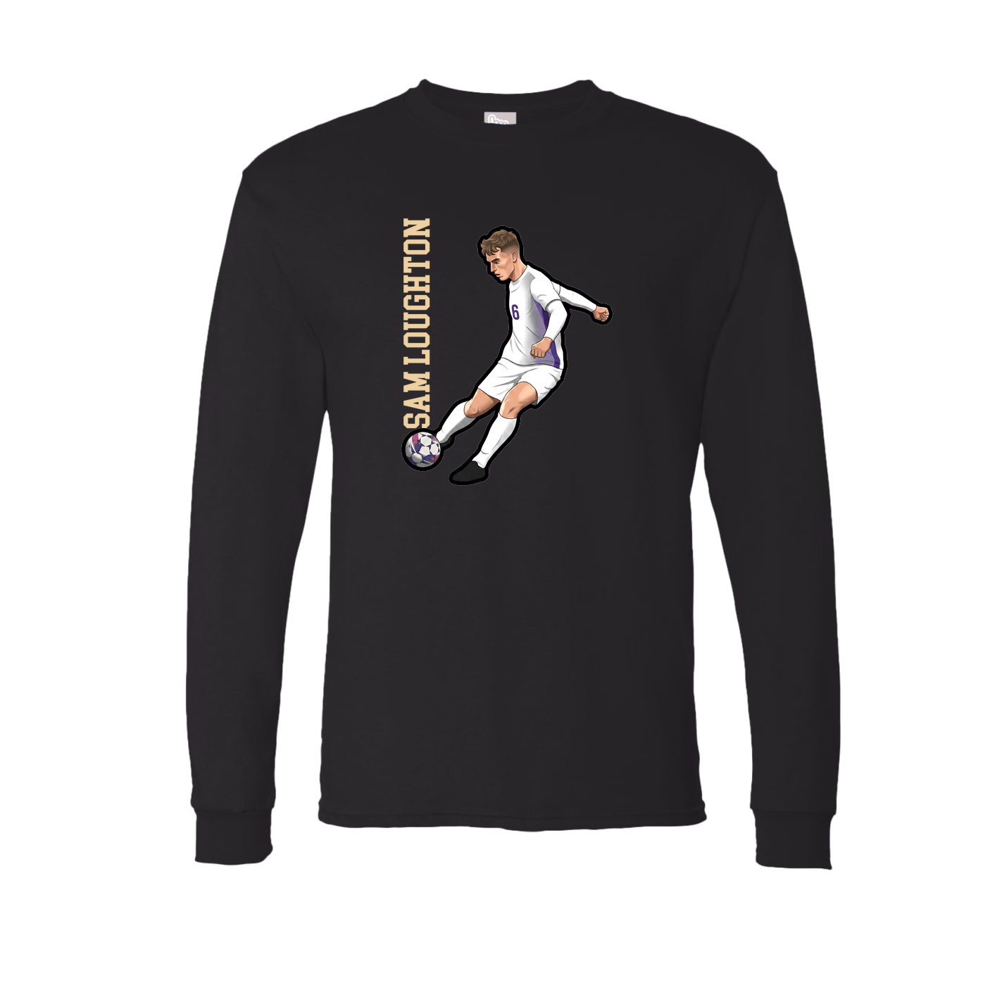 Long Sleeve Tee — Name Vertical in Black