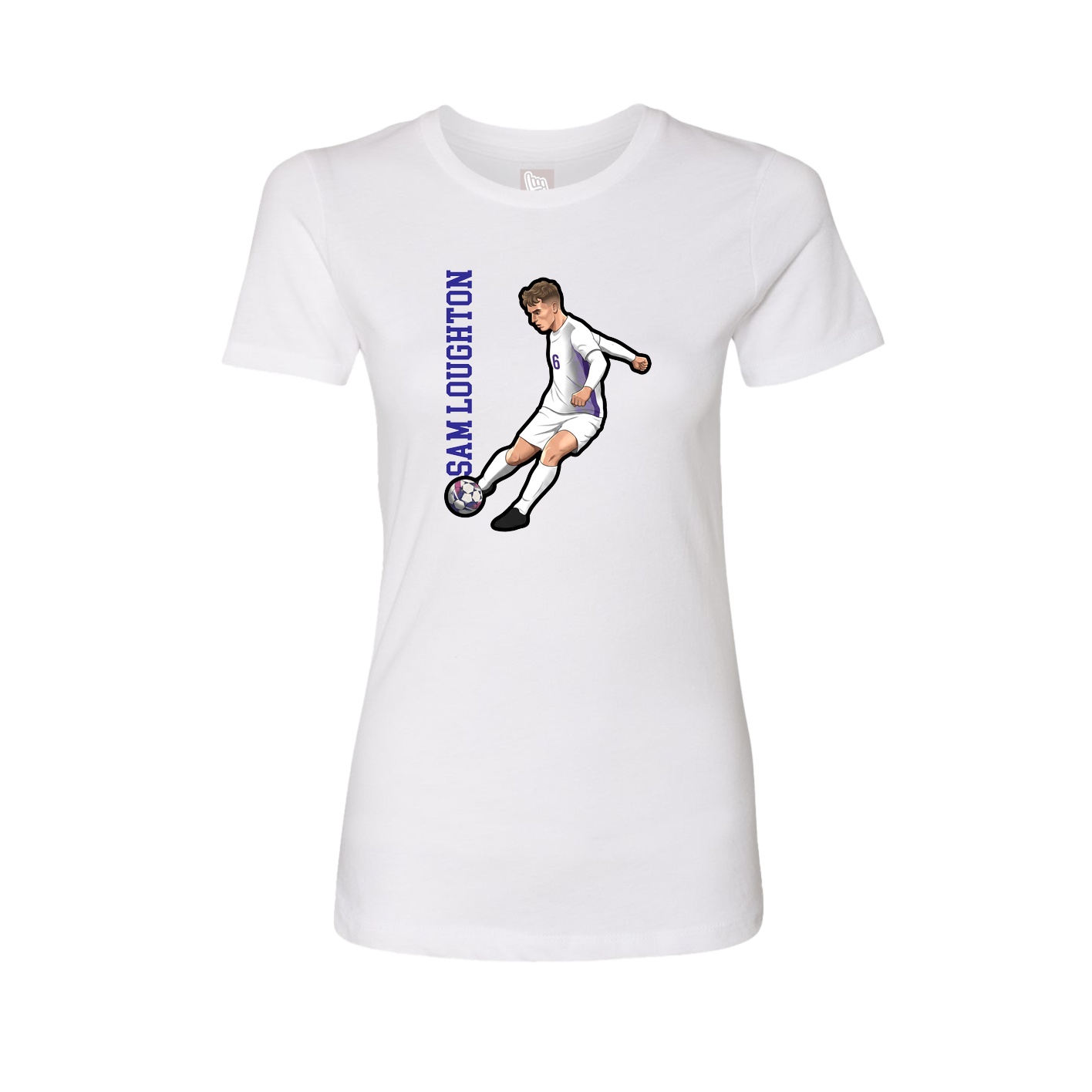 Fitted Women's Tee — Name Vertical in White