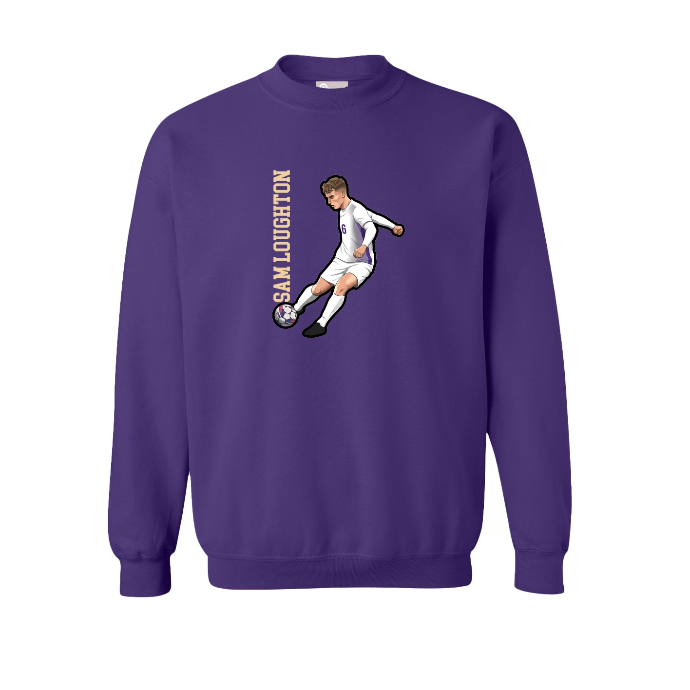 Fleece Crew — Name Vertical in Purple