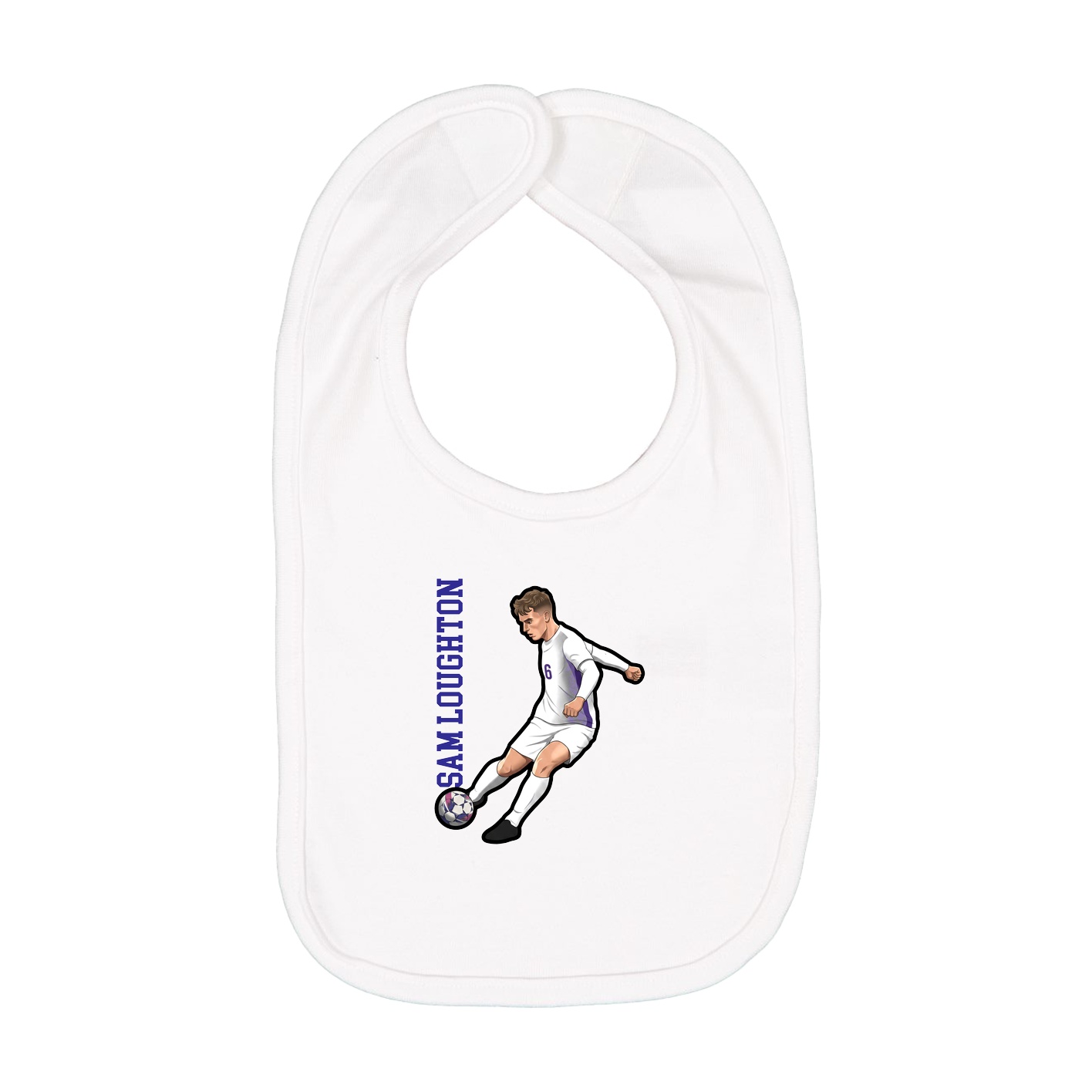 Infant Bib — Name Vertical in White